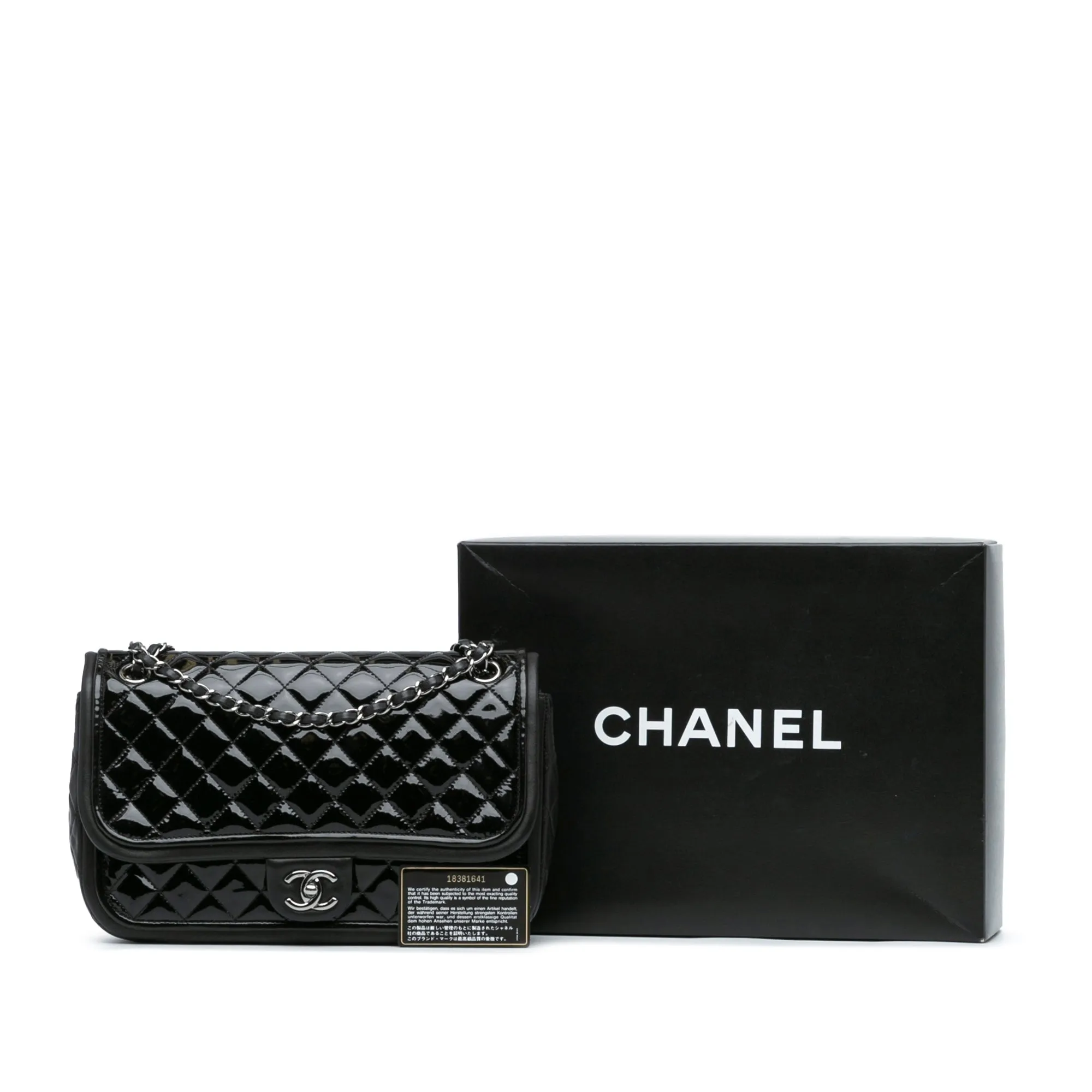 Black Chanel Jumbo Patent Classic Twist Flap Shoulder Bag