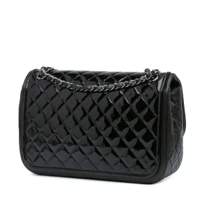 Black Chanel Jumbo Patent Classic Twist Flap Shoulder Bag