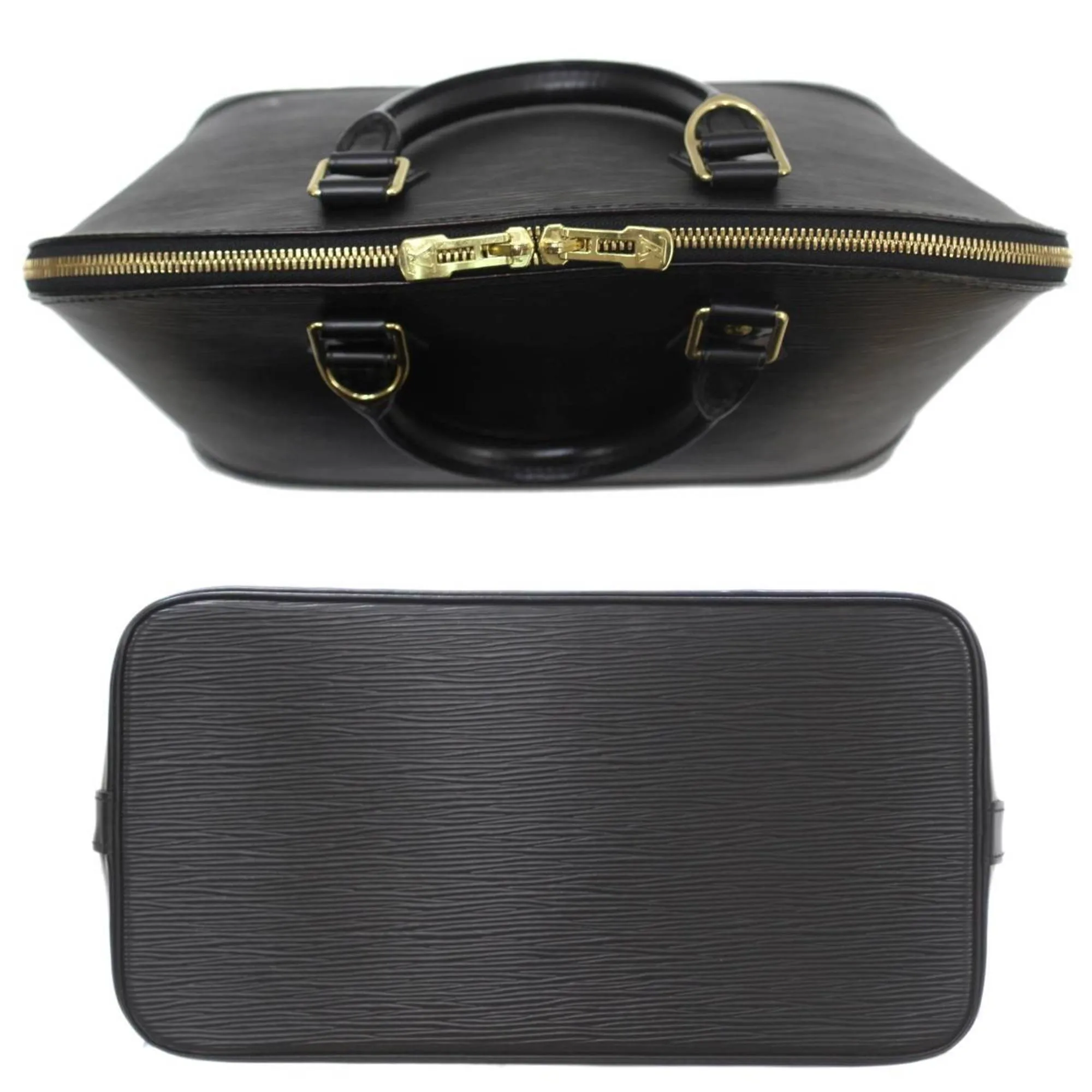 Black Epi Leather Handbag with Spacious Interior and Iconic Silhouette