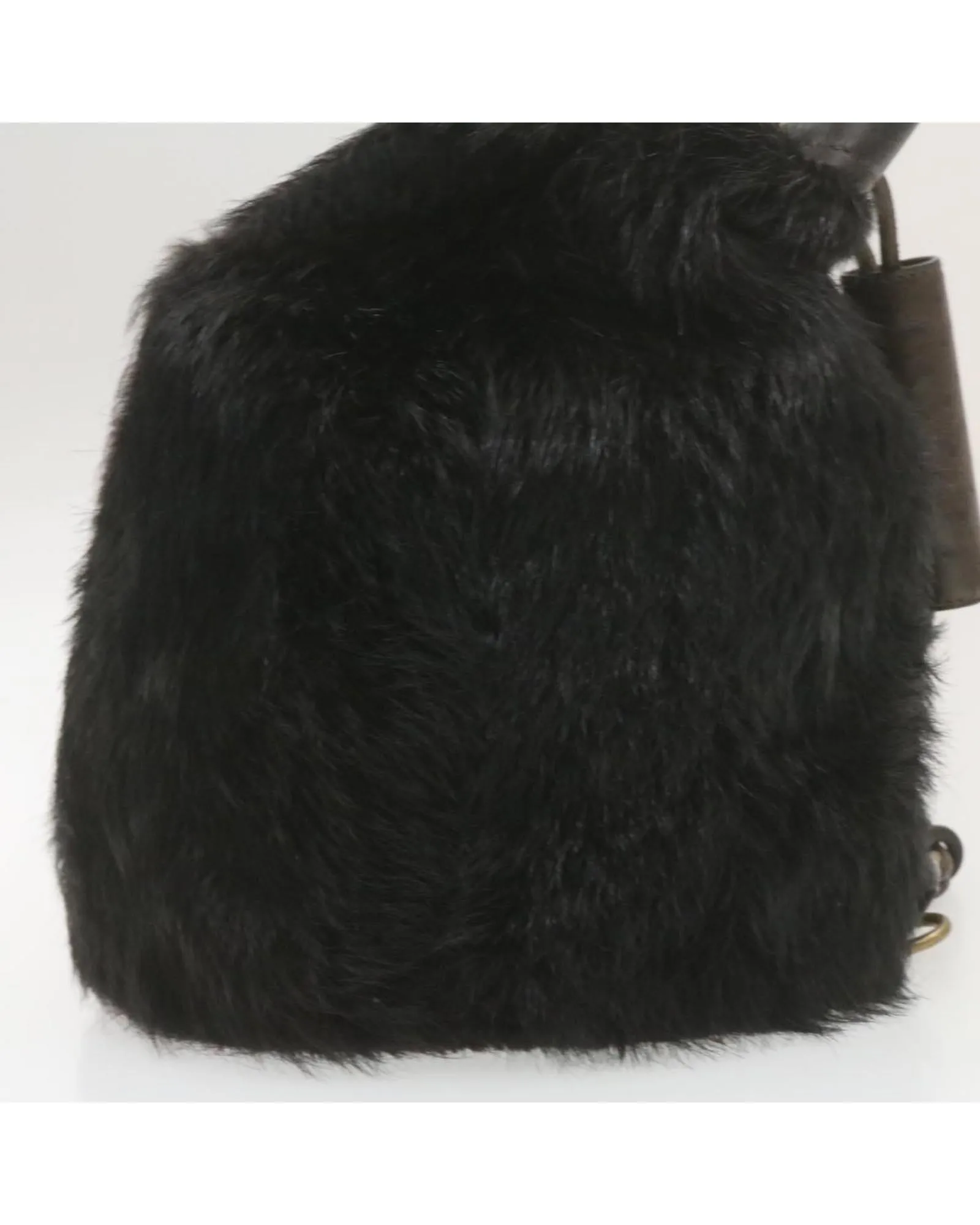 Black Fur V Line Shoulder Bag