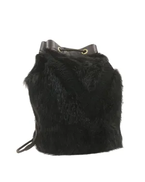 Black Fur V Line Shoulder Bag