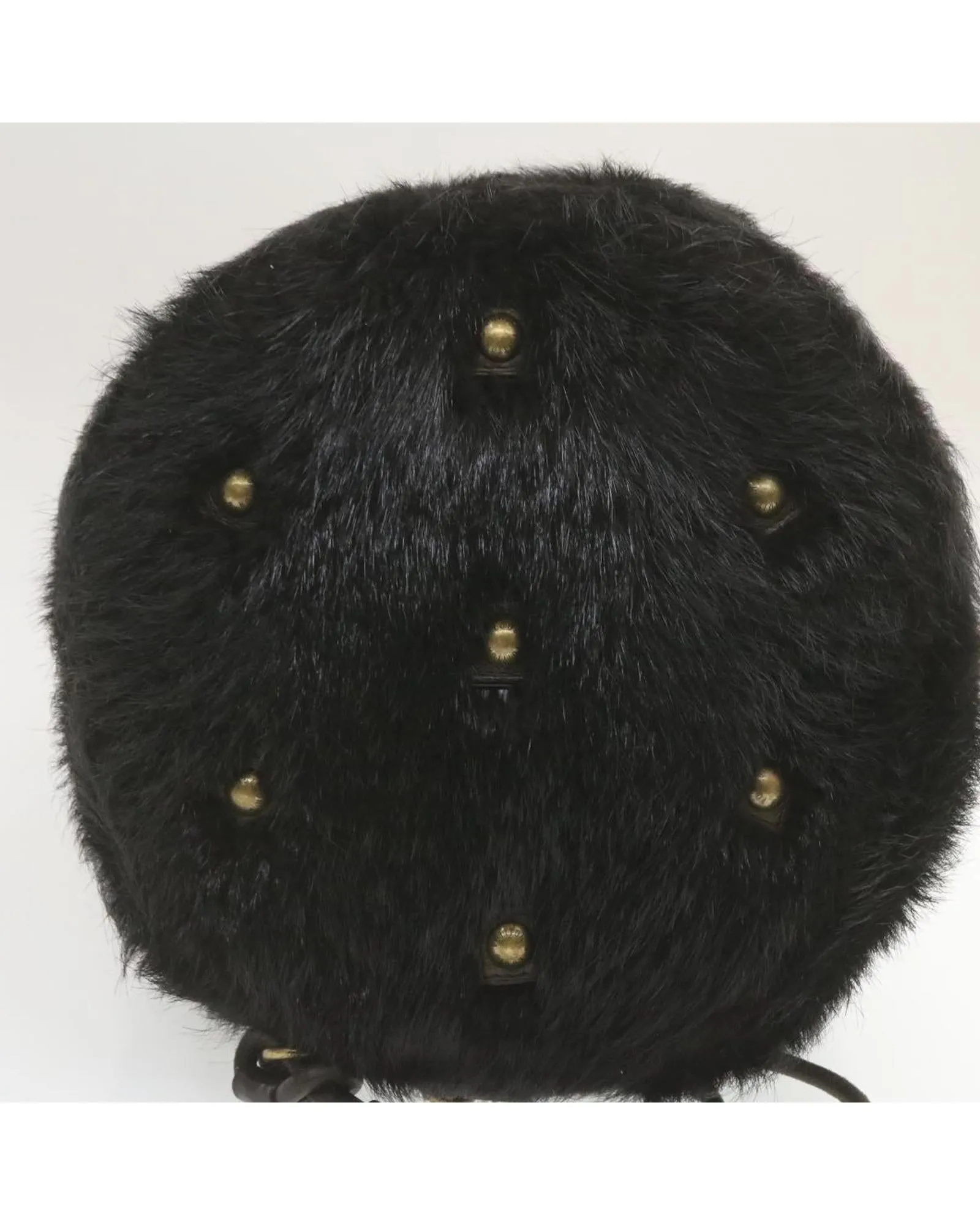 Black Fur V Line Shoulder Bag