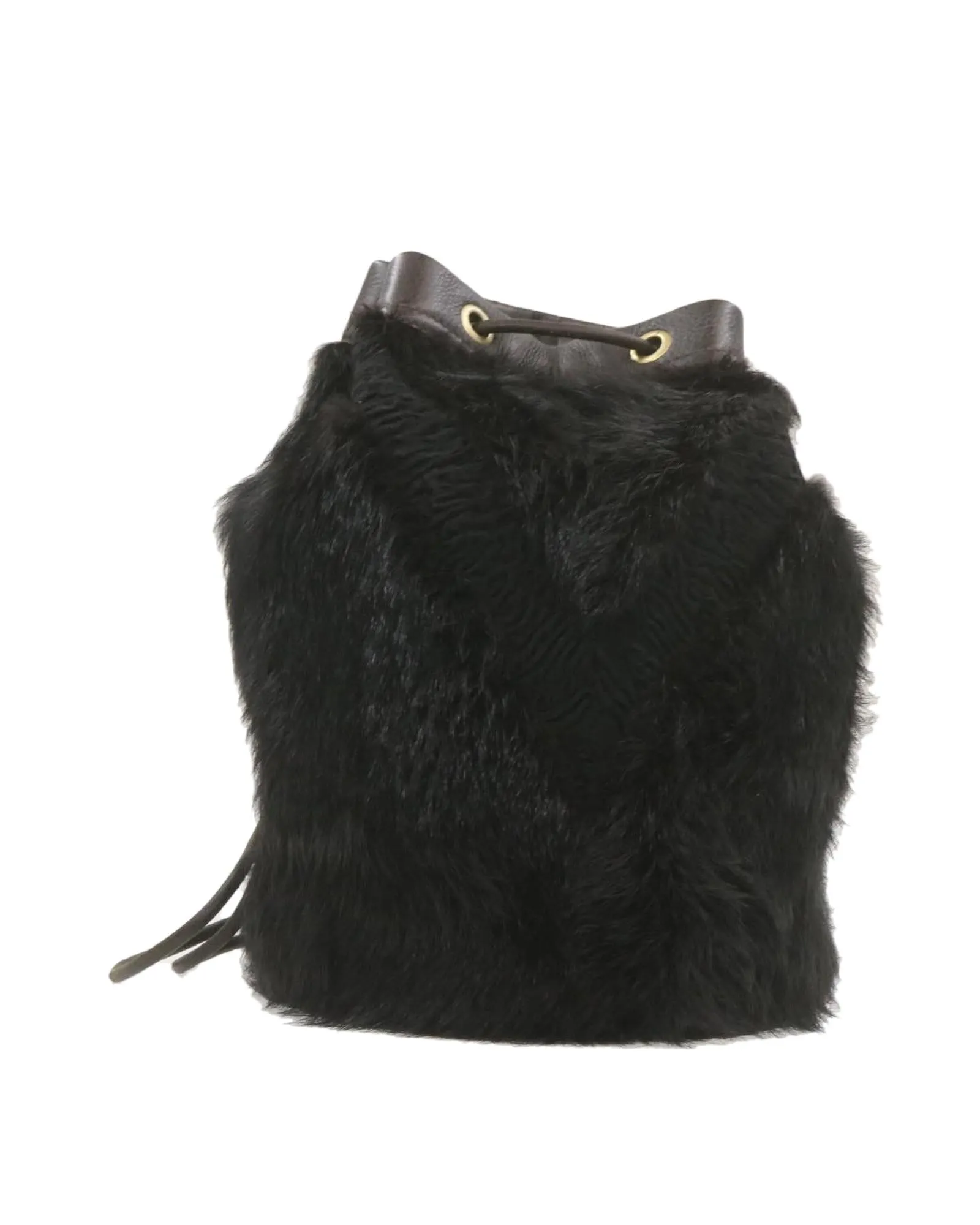 Black Fur V Line Shoulder Bag
