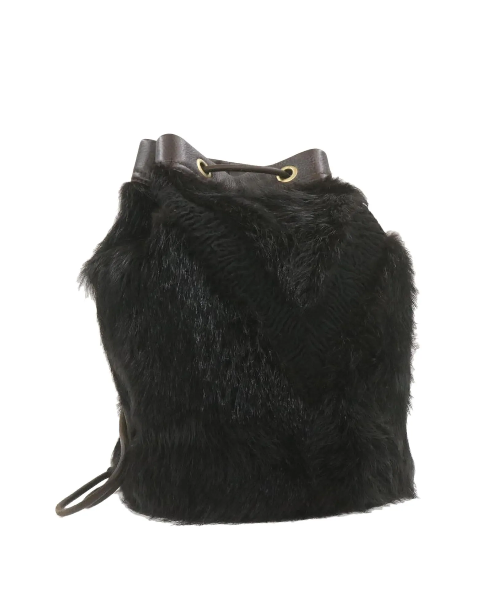 Black Fur V Line Shoulder Bag