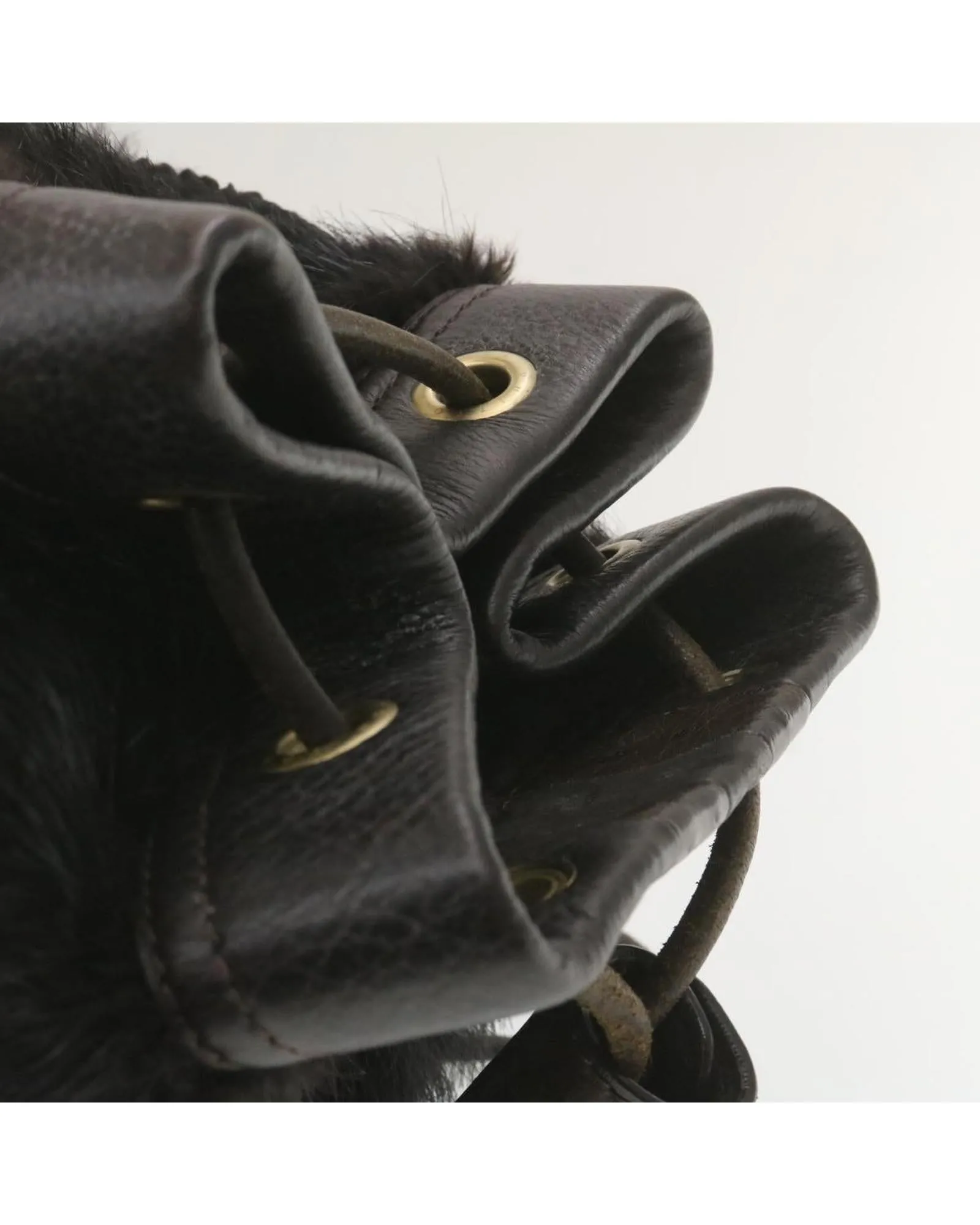 Black Fur V Line Shoulder Bag