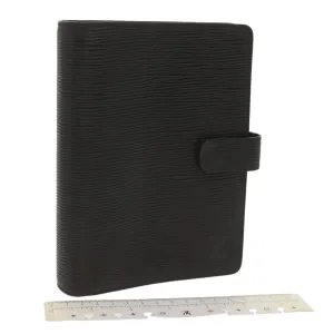 Black Leather Daily Planner Cover with Ruler