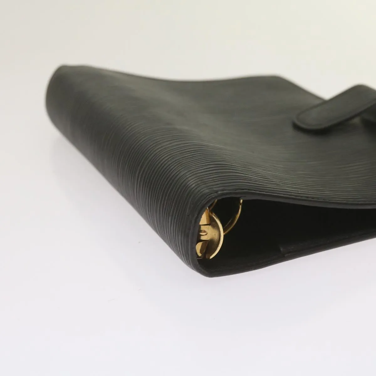 Black Leather Daily Planner Cover with Ruler