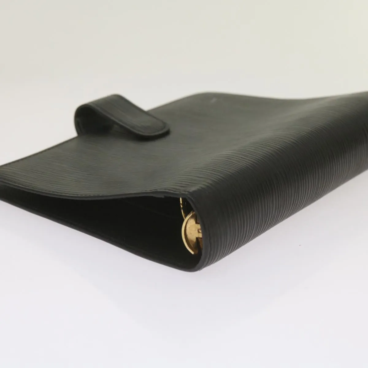 Black Leather Daily Planner Cover with Ruler