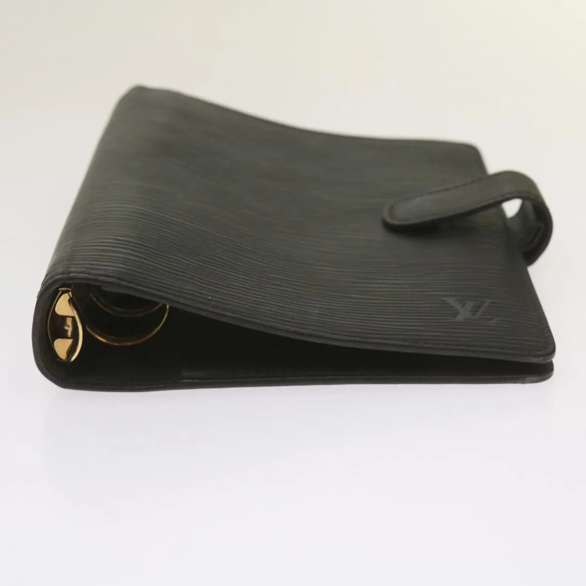 Black Leather Daily Planner Cover with Ruler