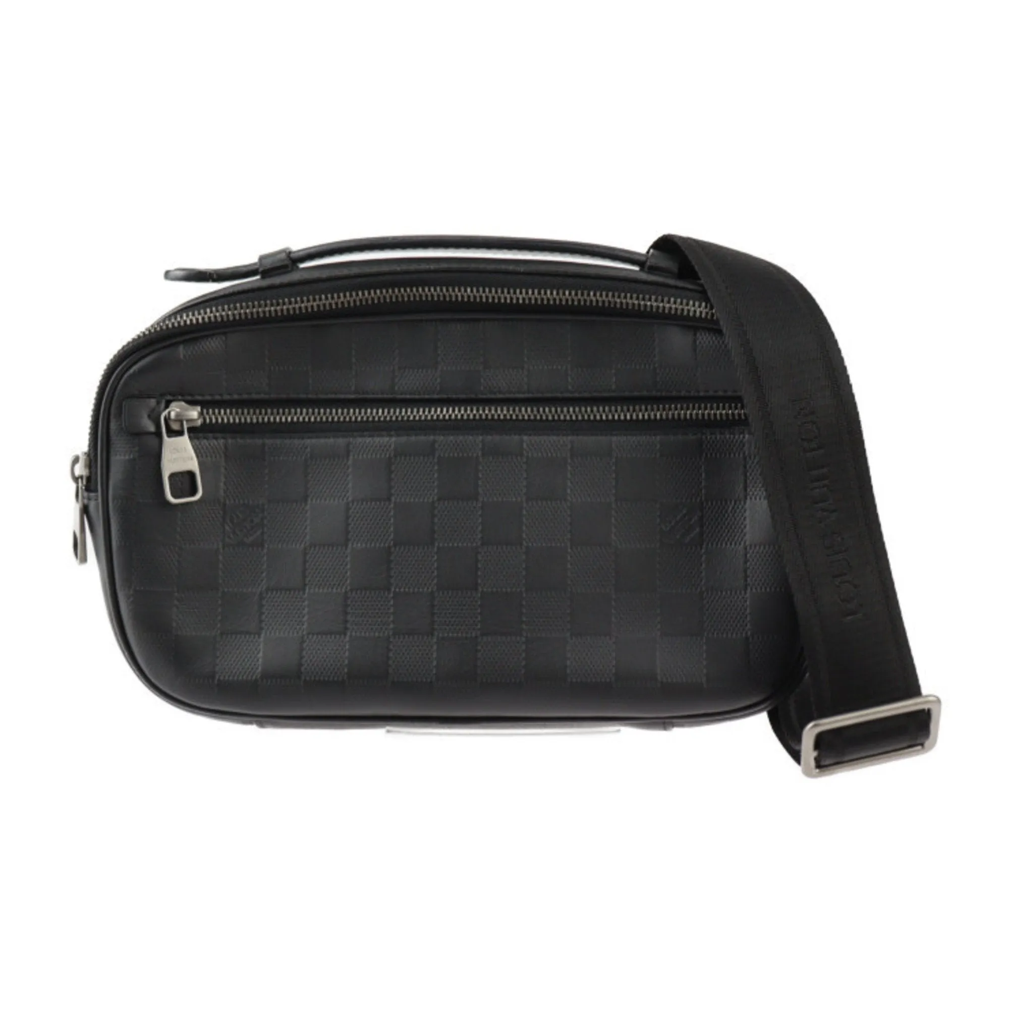 Black Leather Fanny Pack with Damier Infini Motif