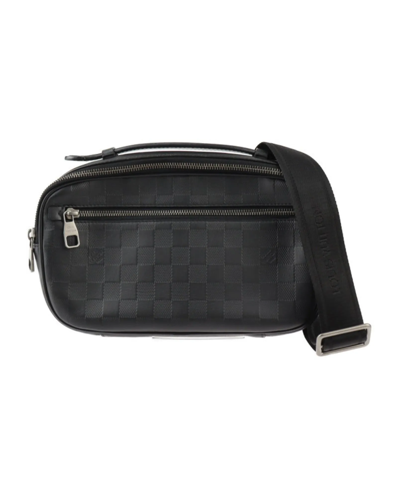 Black Leather Fanny Pack with Damier Infini Motif