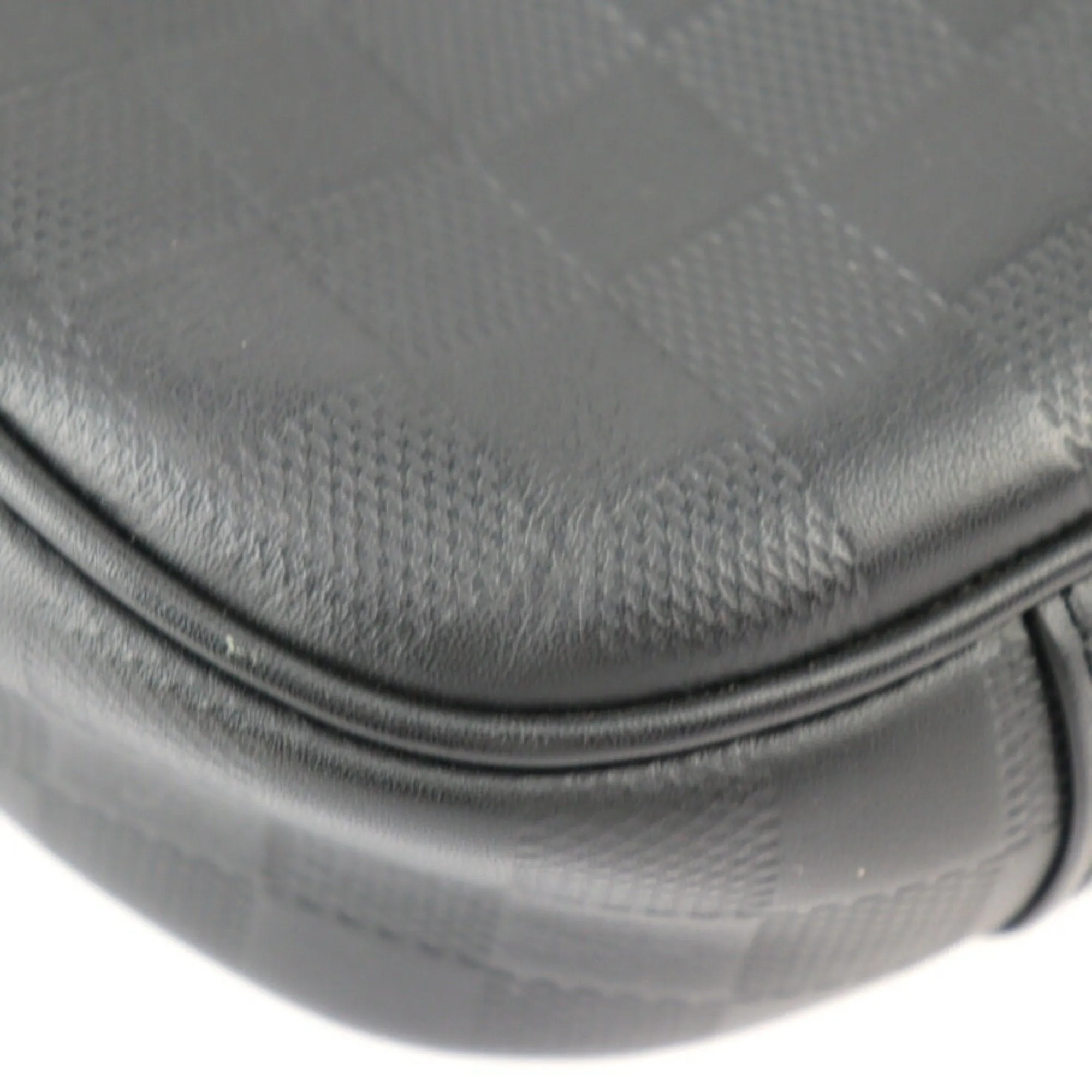 Black Leather Fanny Pack with Damier Infini Motif