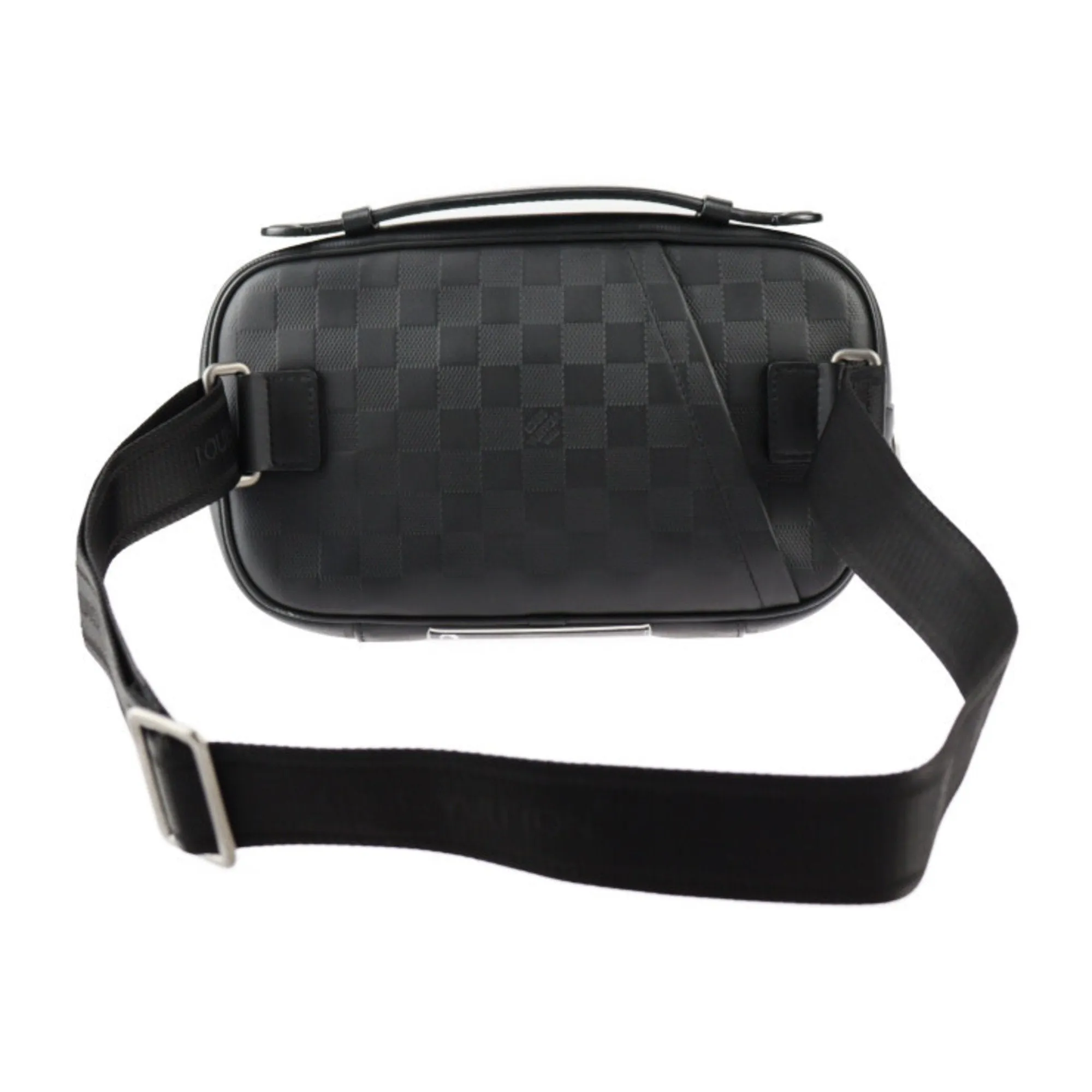 Black Leather Fanny Pack with Damier Infini Motif