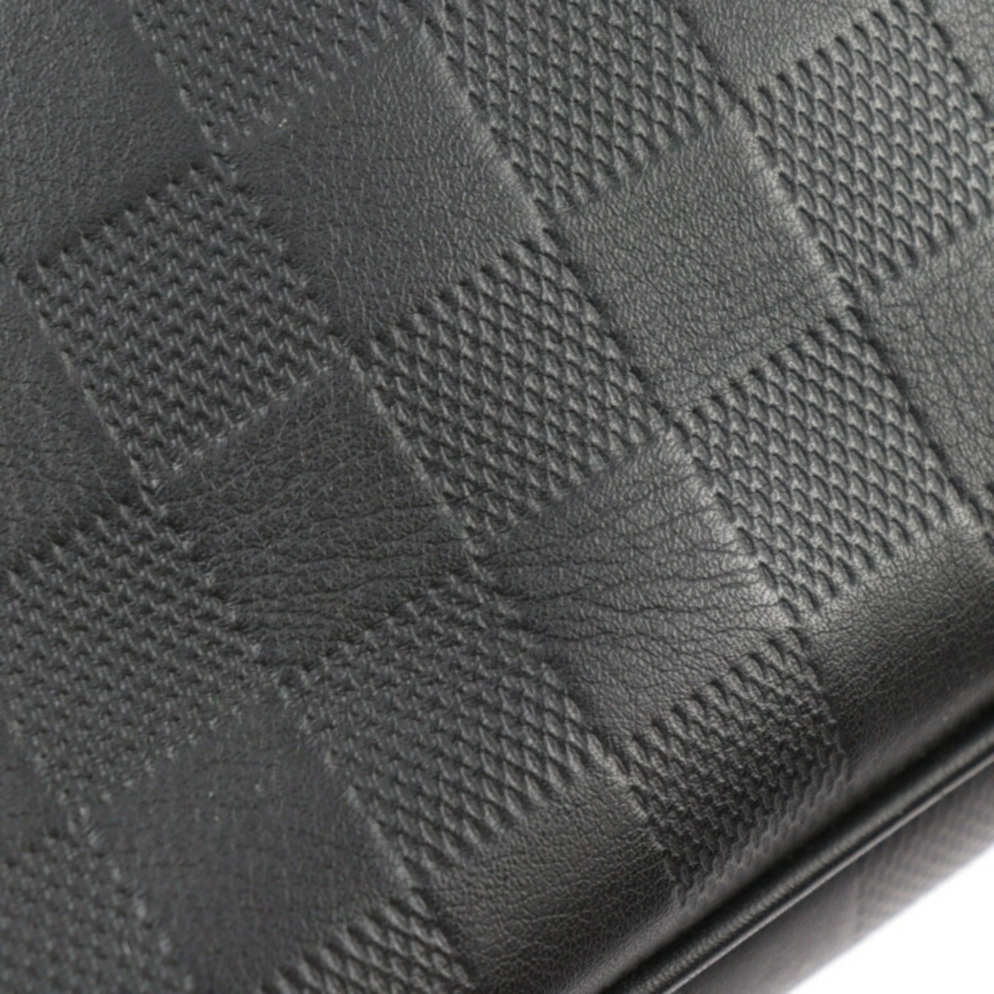 Black Leather Fanny Pack with Damier Infini Motif
