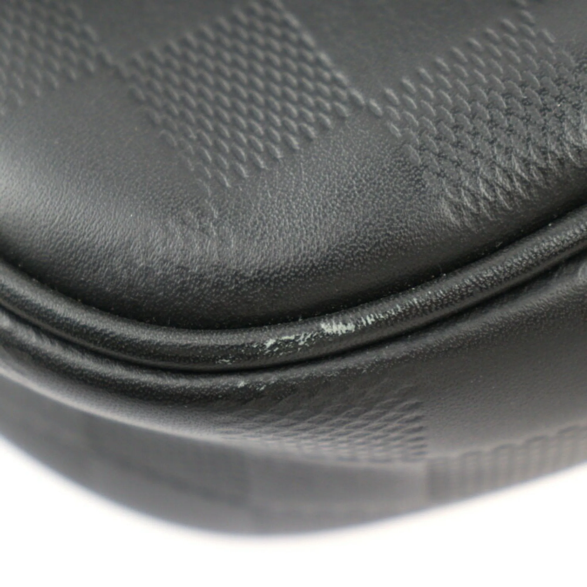 Black Leather Fanny Pack with Damier Infini Motif