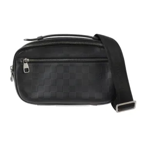 Black Leather Fanny Pack with Damier Infini Motif