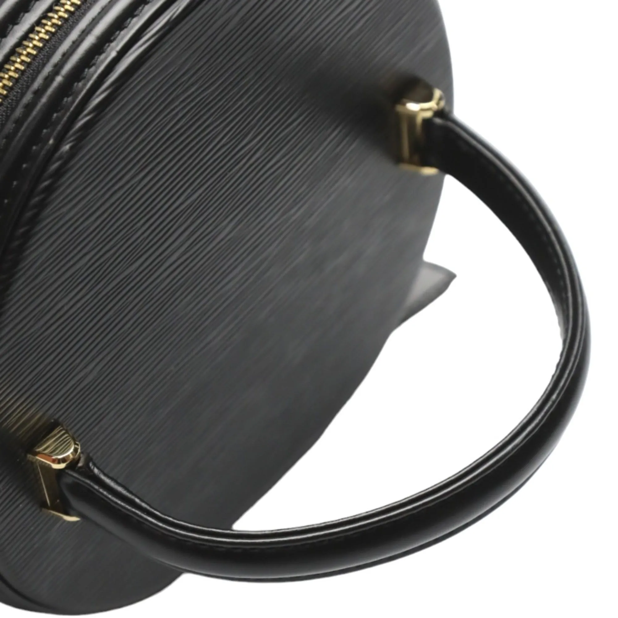 Black Leather Herringbone Bag
