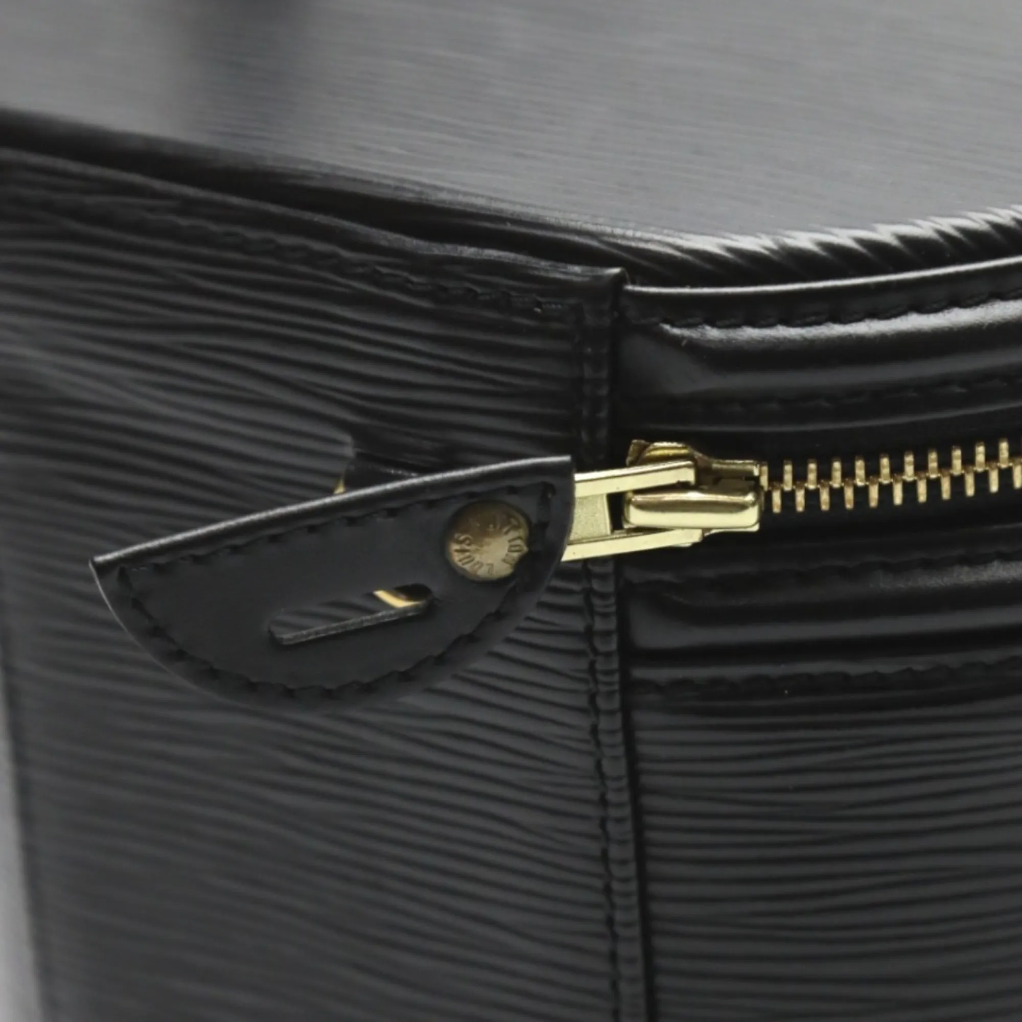 Black Leather Herringbone Bag