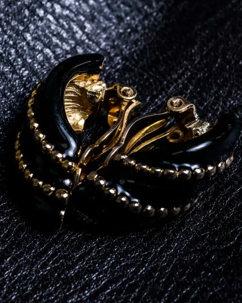 Black Twist Gold Stud Earrings