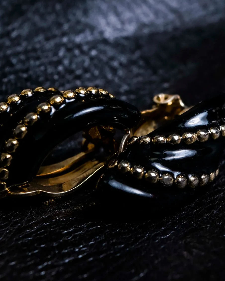 Black Twist Gold Stud Earrings