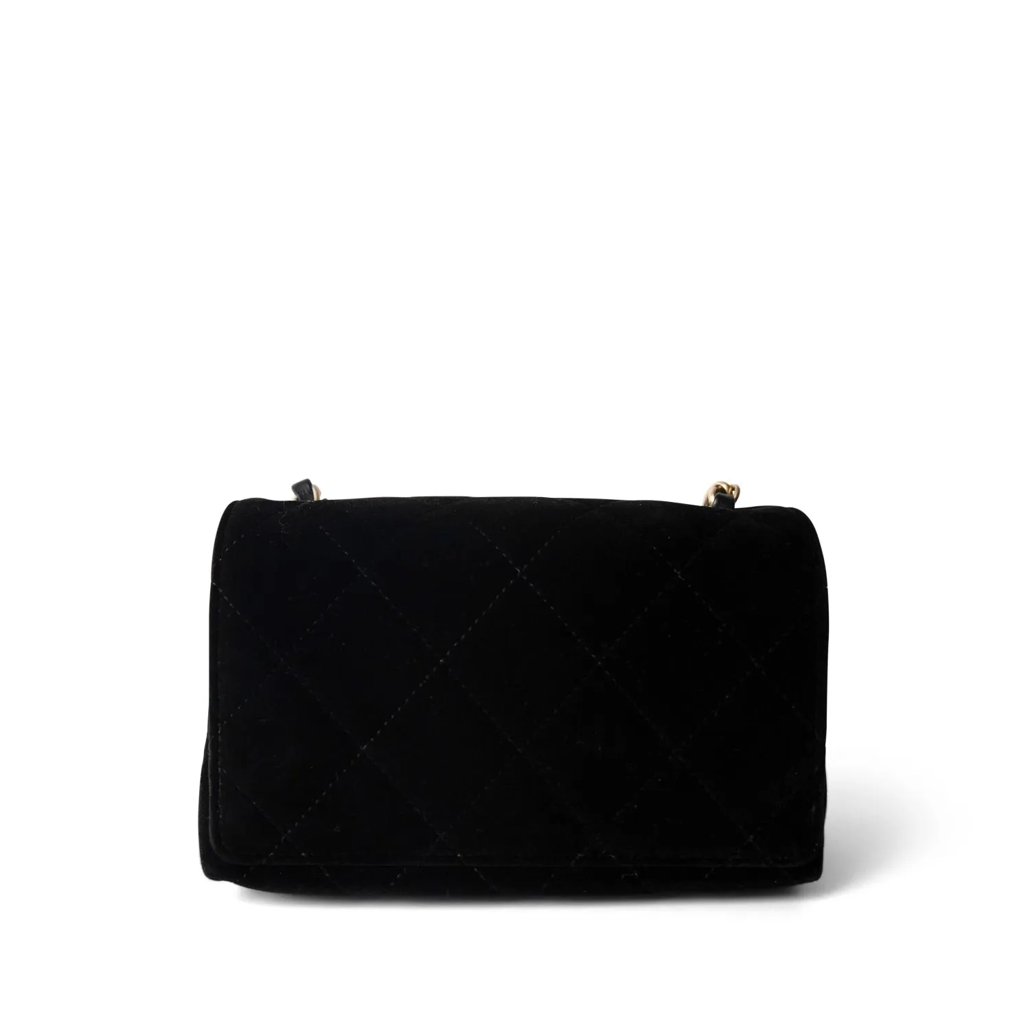 Black Velvet Strass Evening Bag Diamond Lock Flap Bag Aged GHW