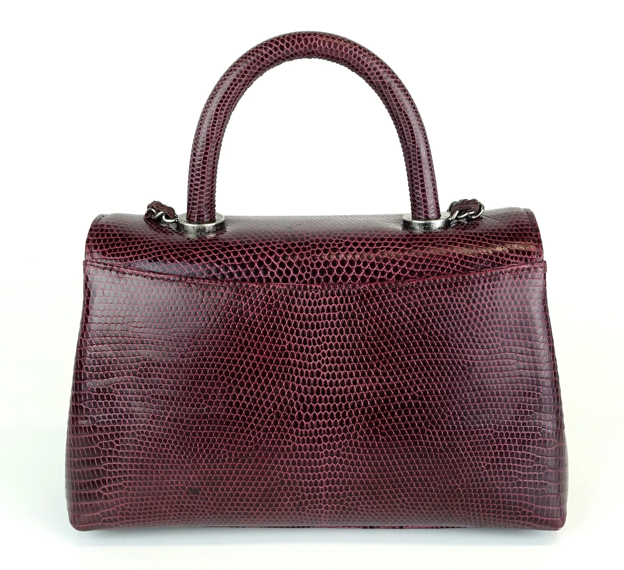 CC Flap Rolled Top Handle Lizard Small Bag