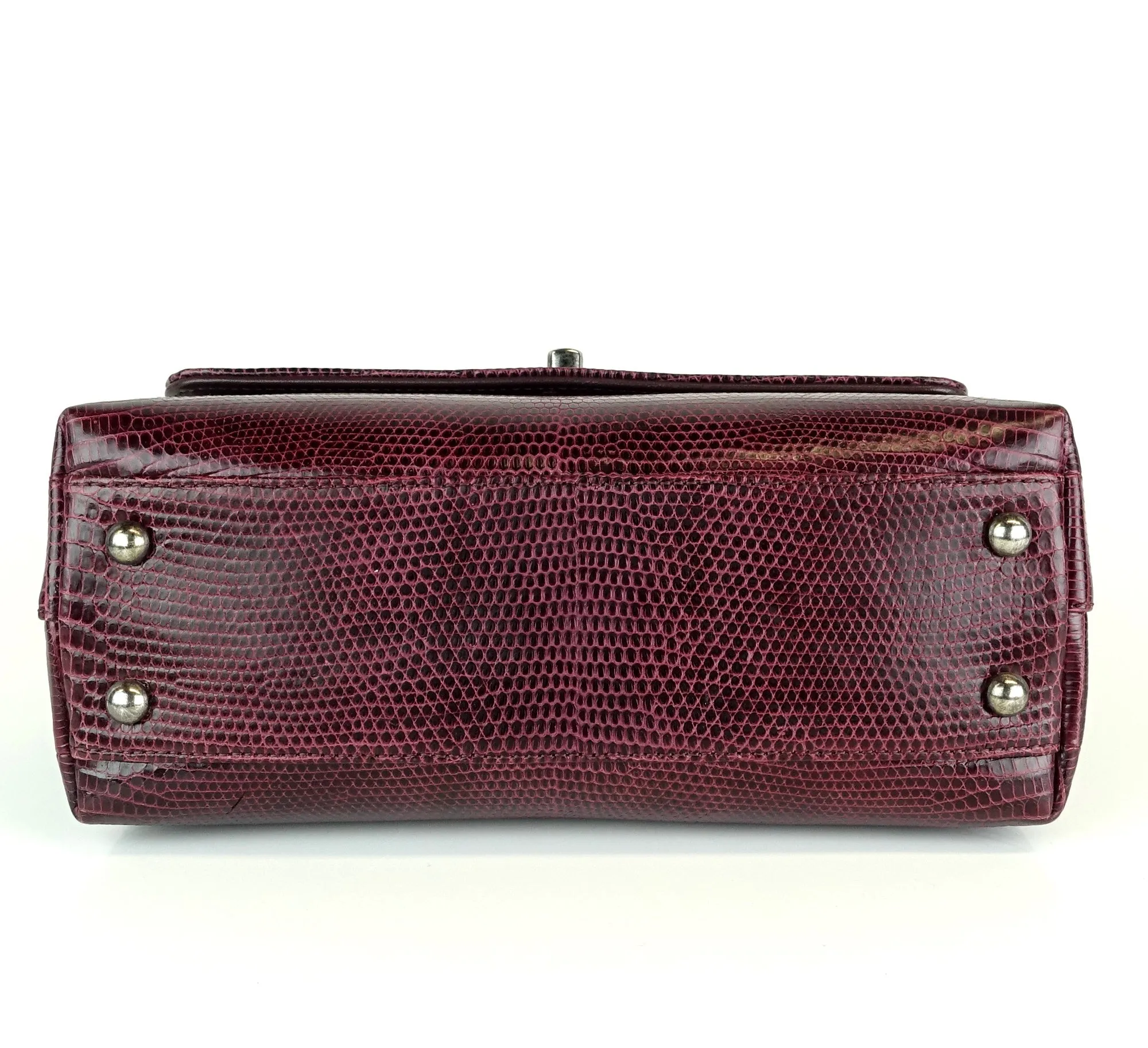 CC Flap Rolled Top Handle Lizard Small Bag