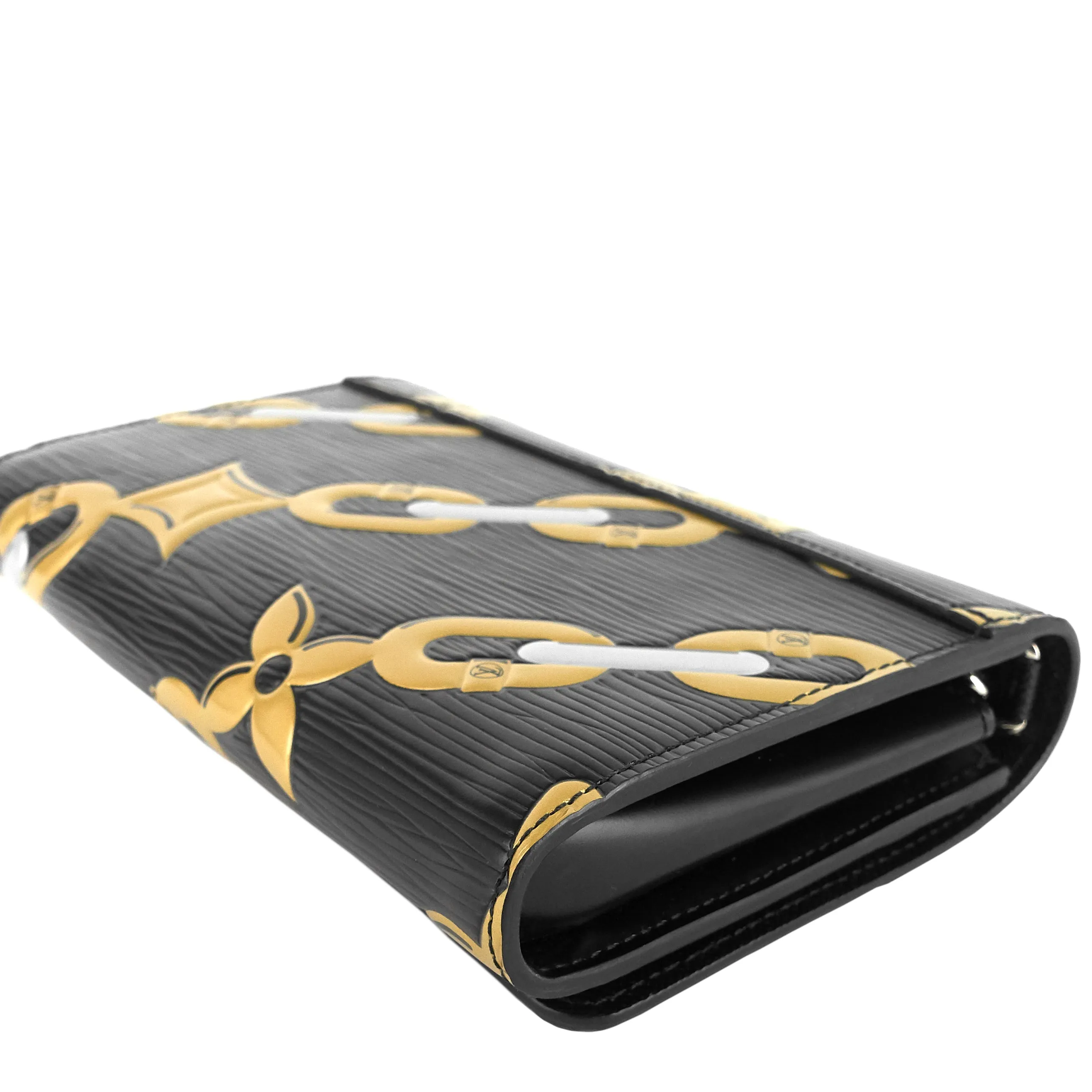 Chain Flower Print Twist Epi Leather Wallet on Chain Bag