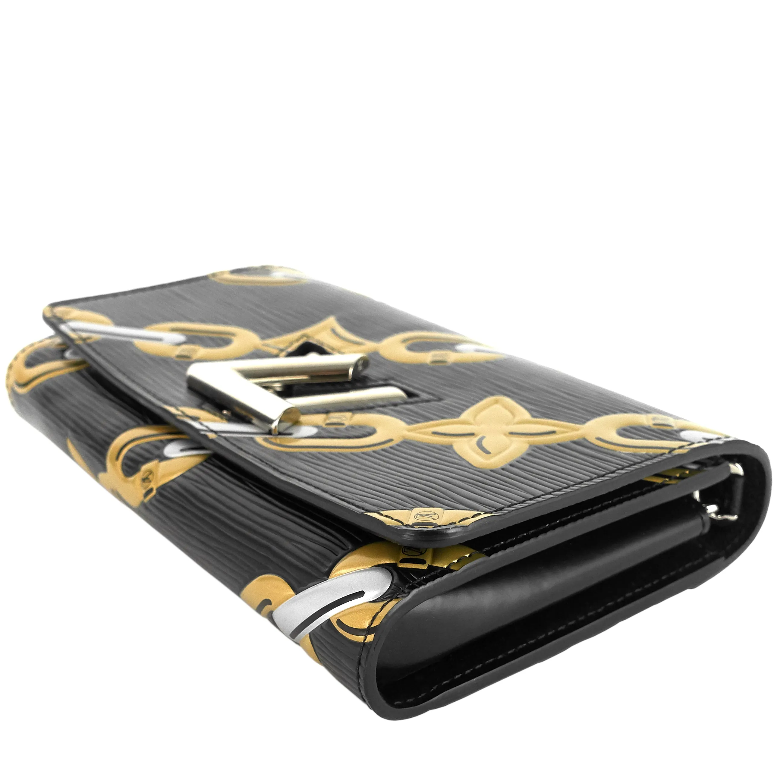 Chain Flower Print Twist Epi Leather Wallet on Chain Bag