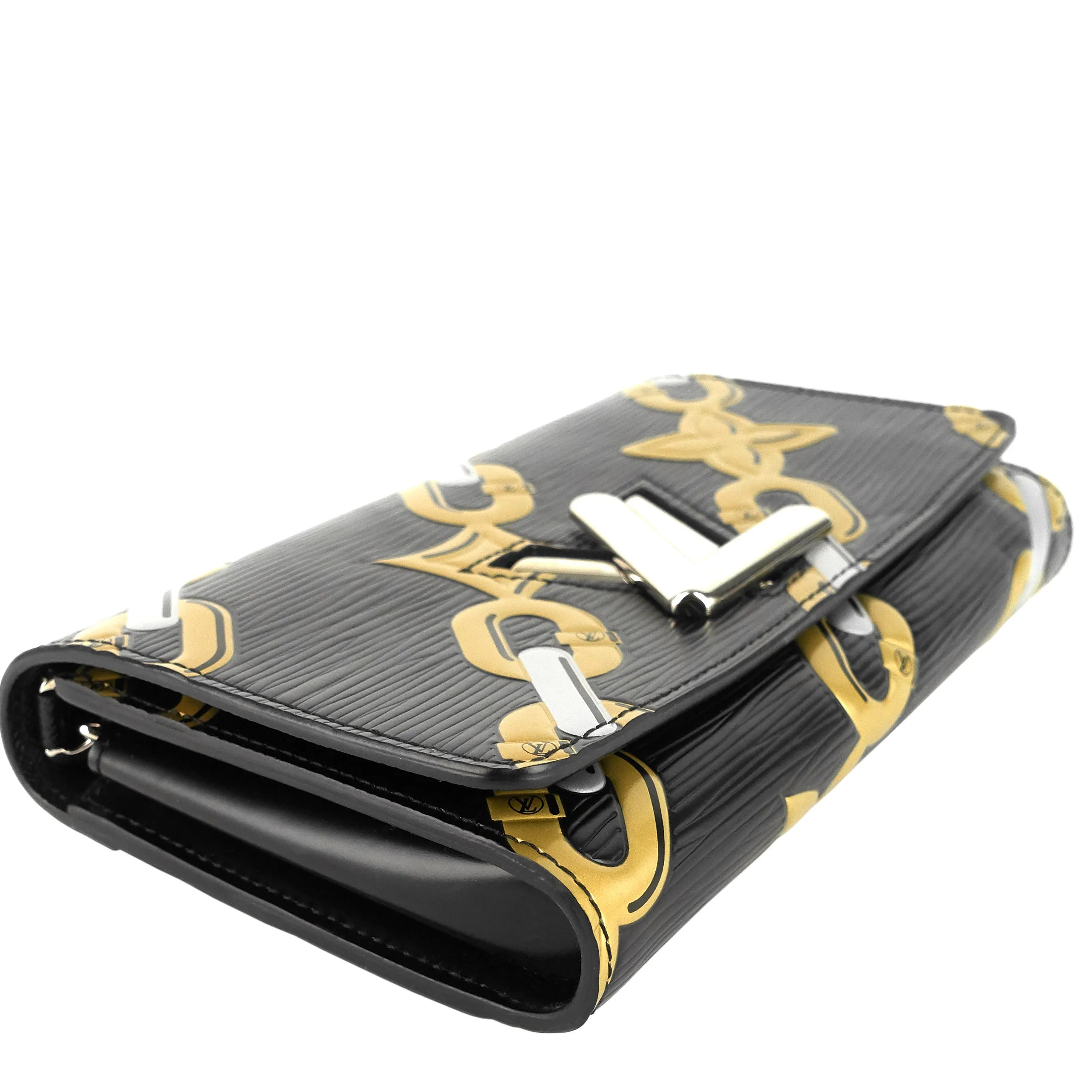 Chain Flower Print Twist Epi Leather Wallet on Chain Bag