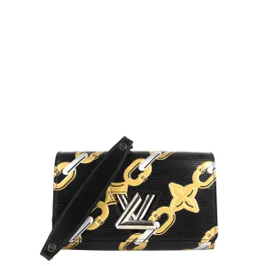 Chain Flower Print Twist Epi Leather Wallet on Chain Bag