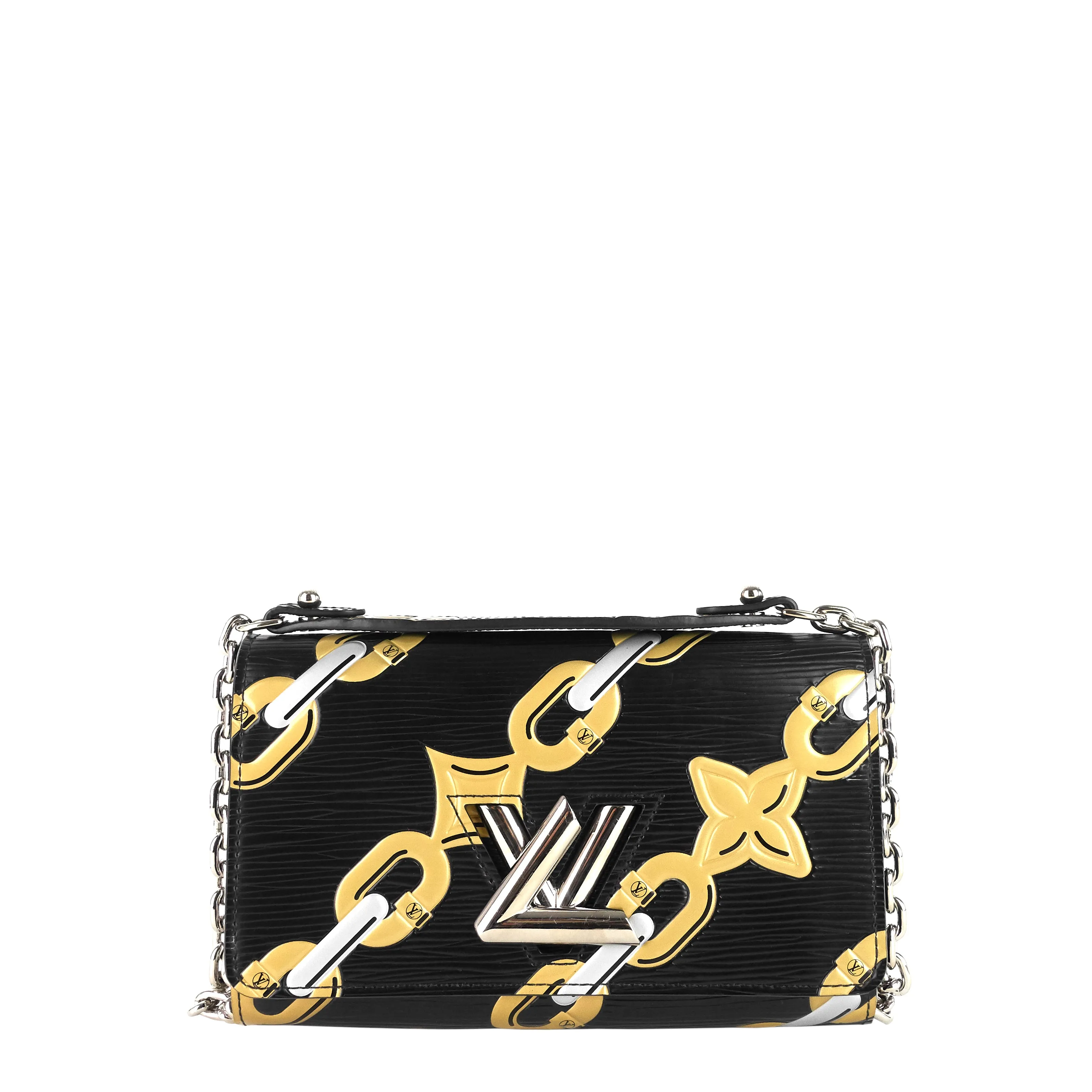 Chain Flower Print Twist Epi Leather Wallet on Chain Bag