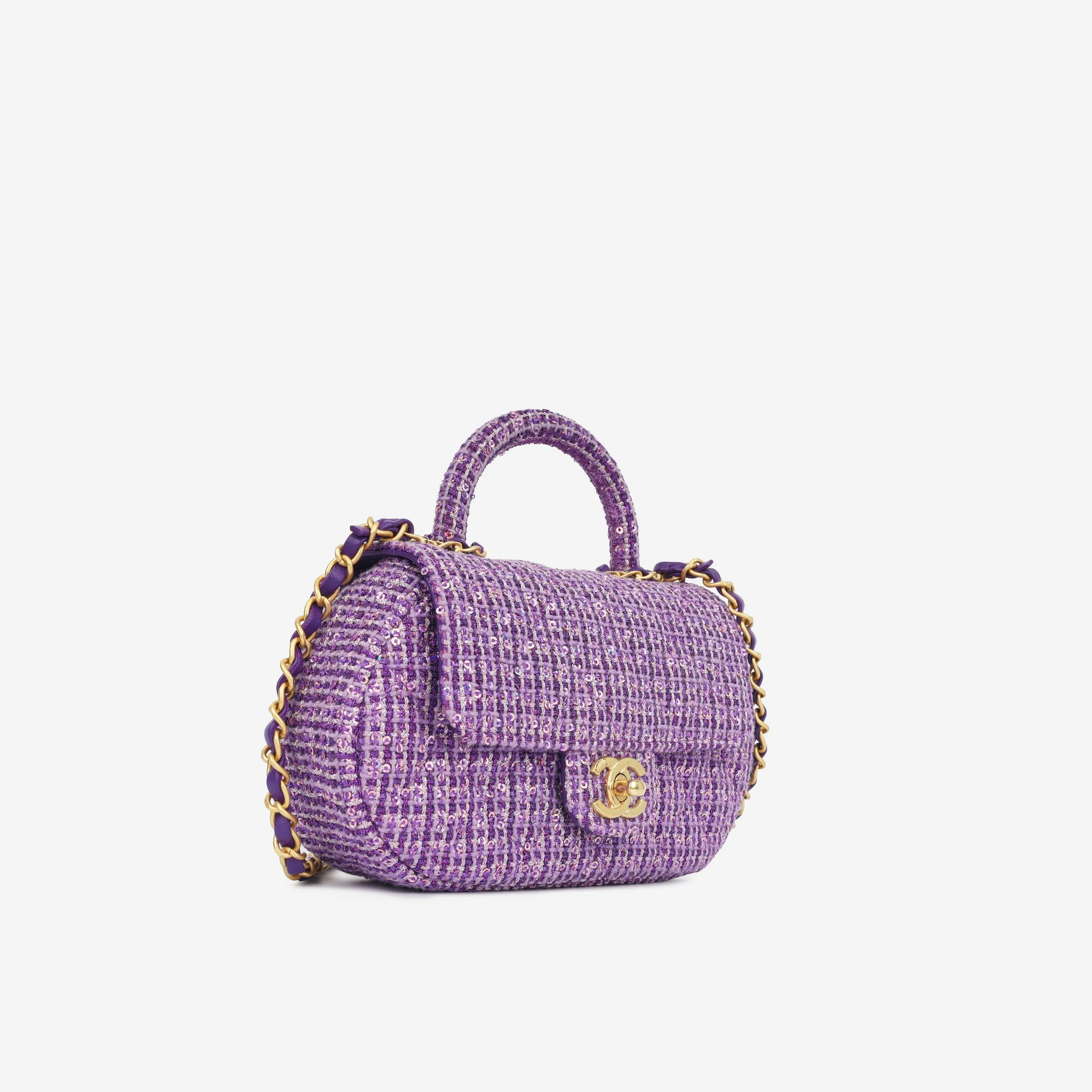 Chanel Small Top Handle - Purple Sequin Tweed