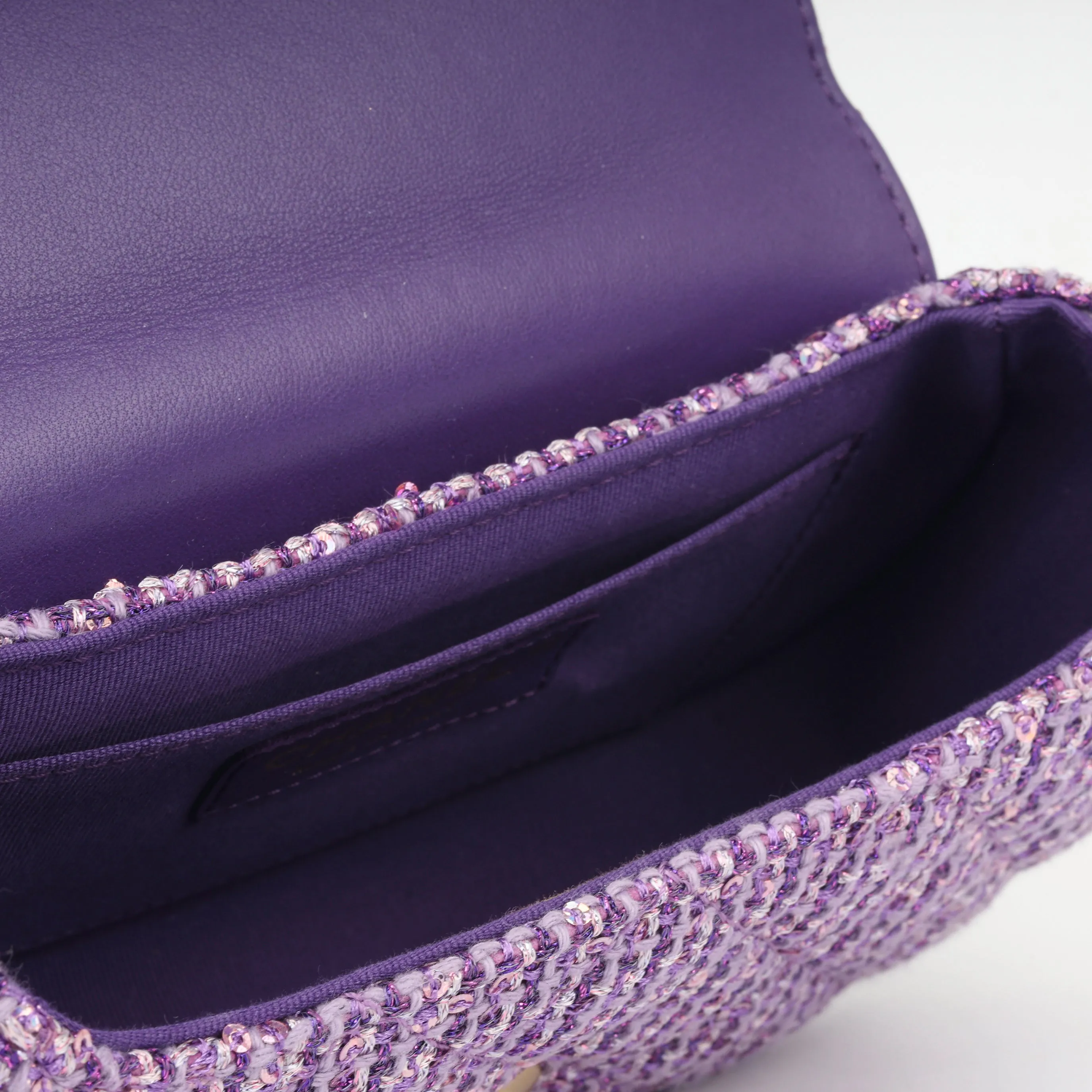 Chanel Small Top Handle - Purple Sequin Tweed