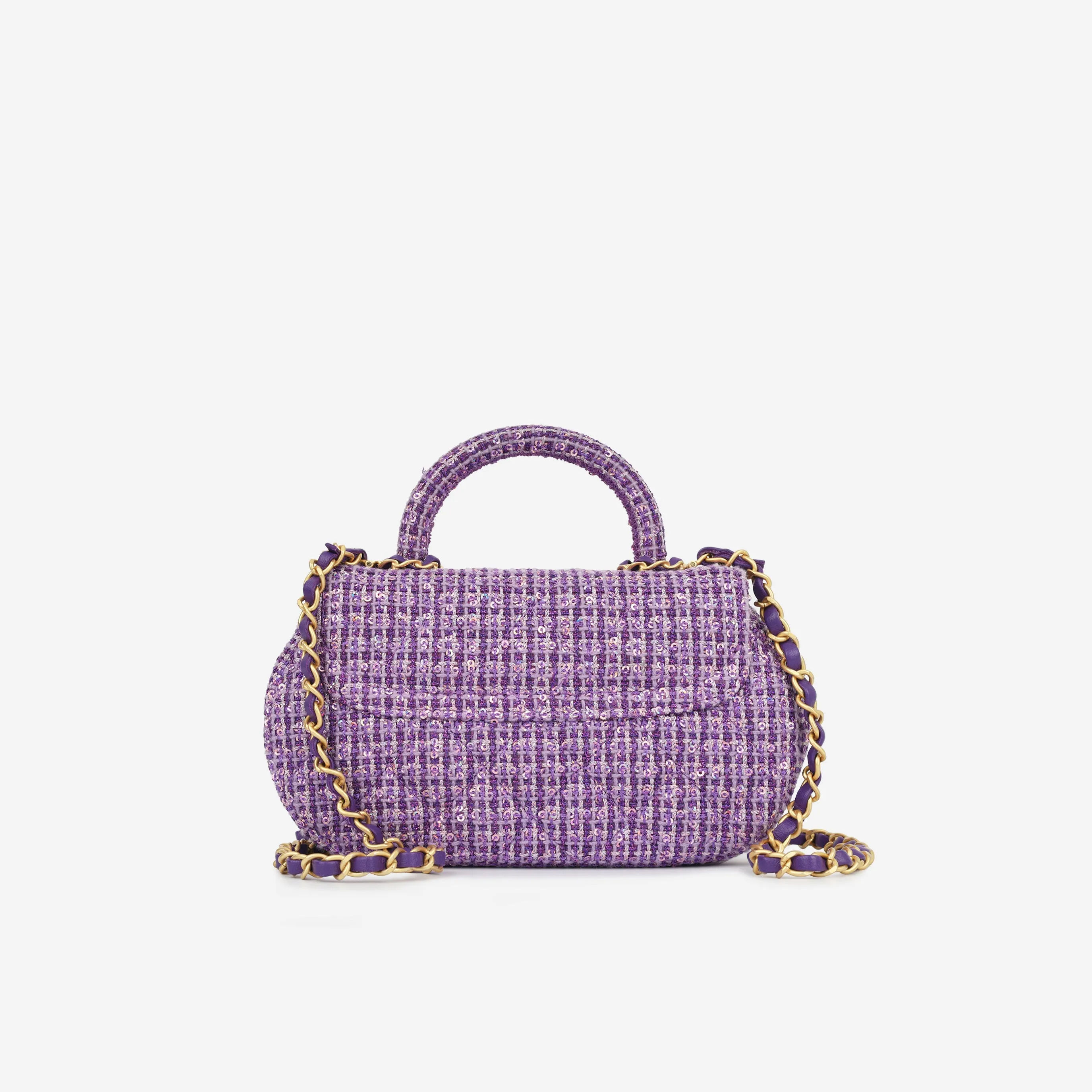 Chanel Small Top Handle - Purple Sequin Tweed