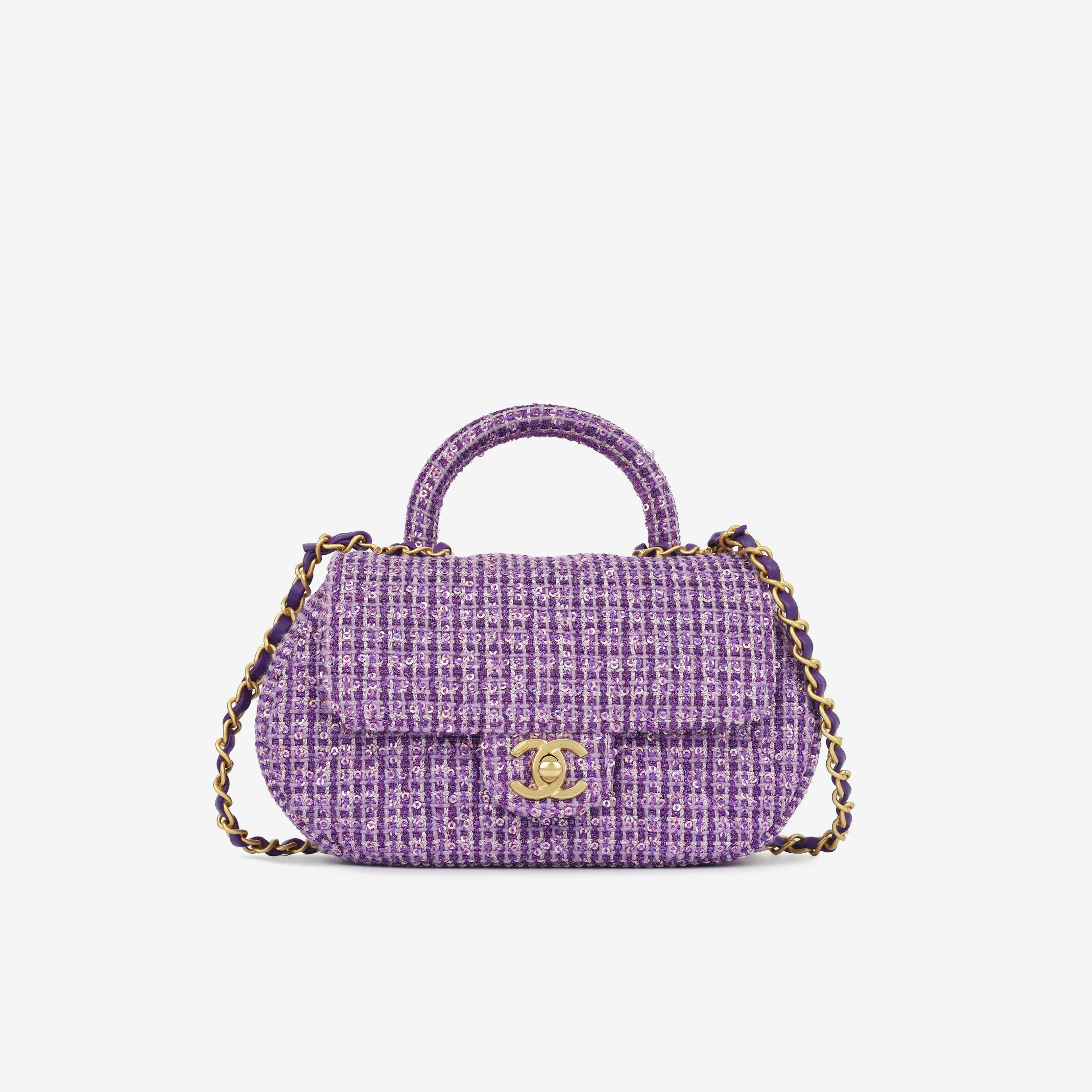 Chanel Small Top Handle - Purple Sequin Tweed