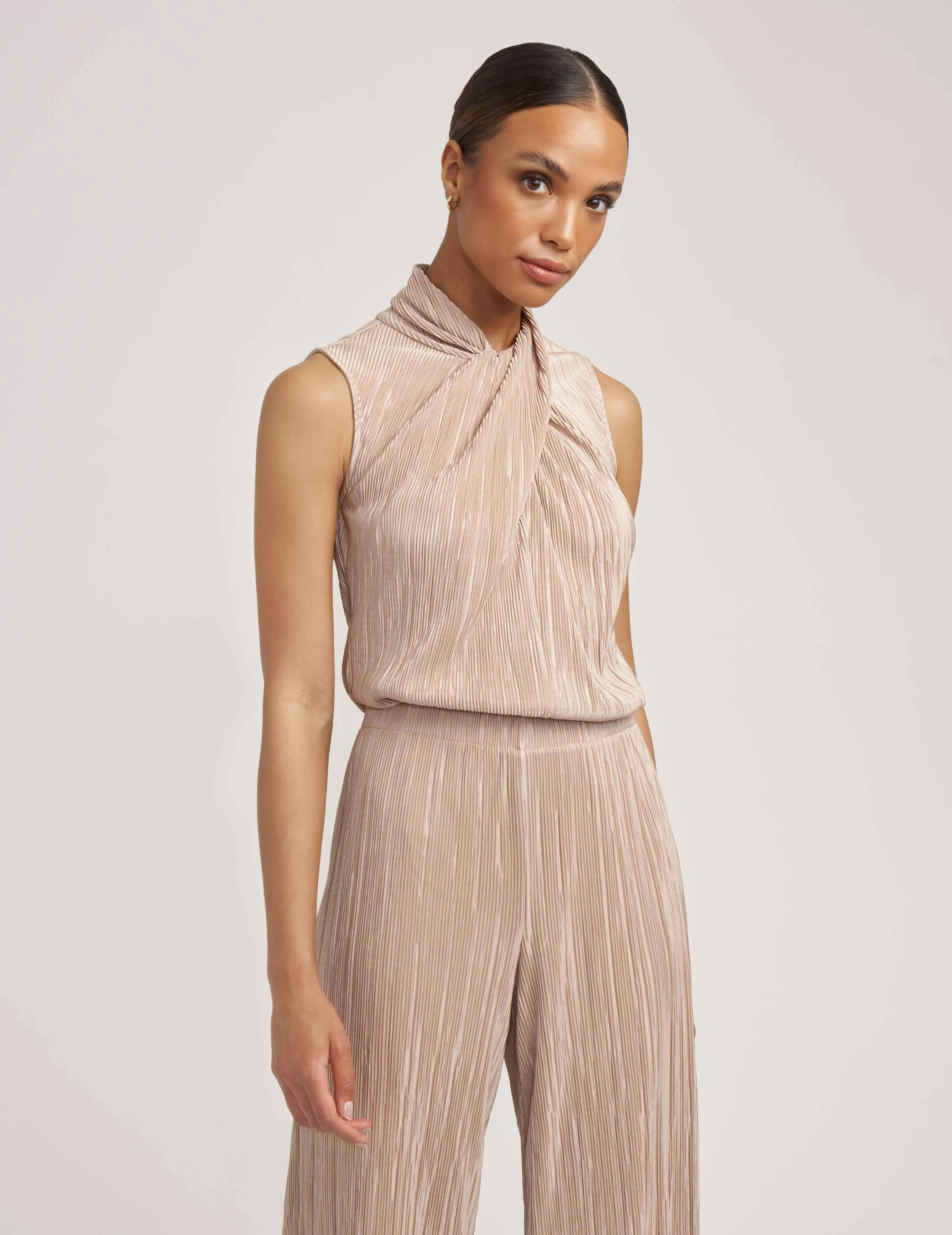 Charmeuse Sleeveless Twist Neck Top- Sale