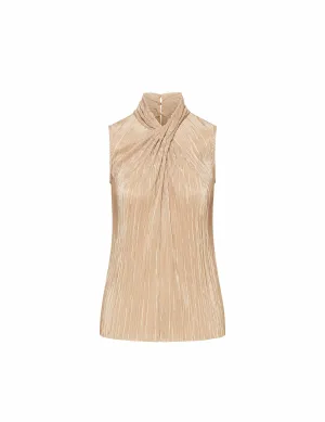 Charmeuse Sleeveless Twist Neck Top- Sale