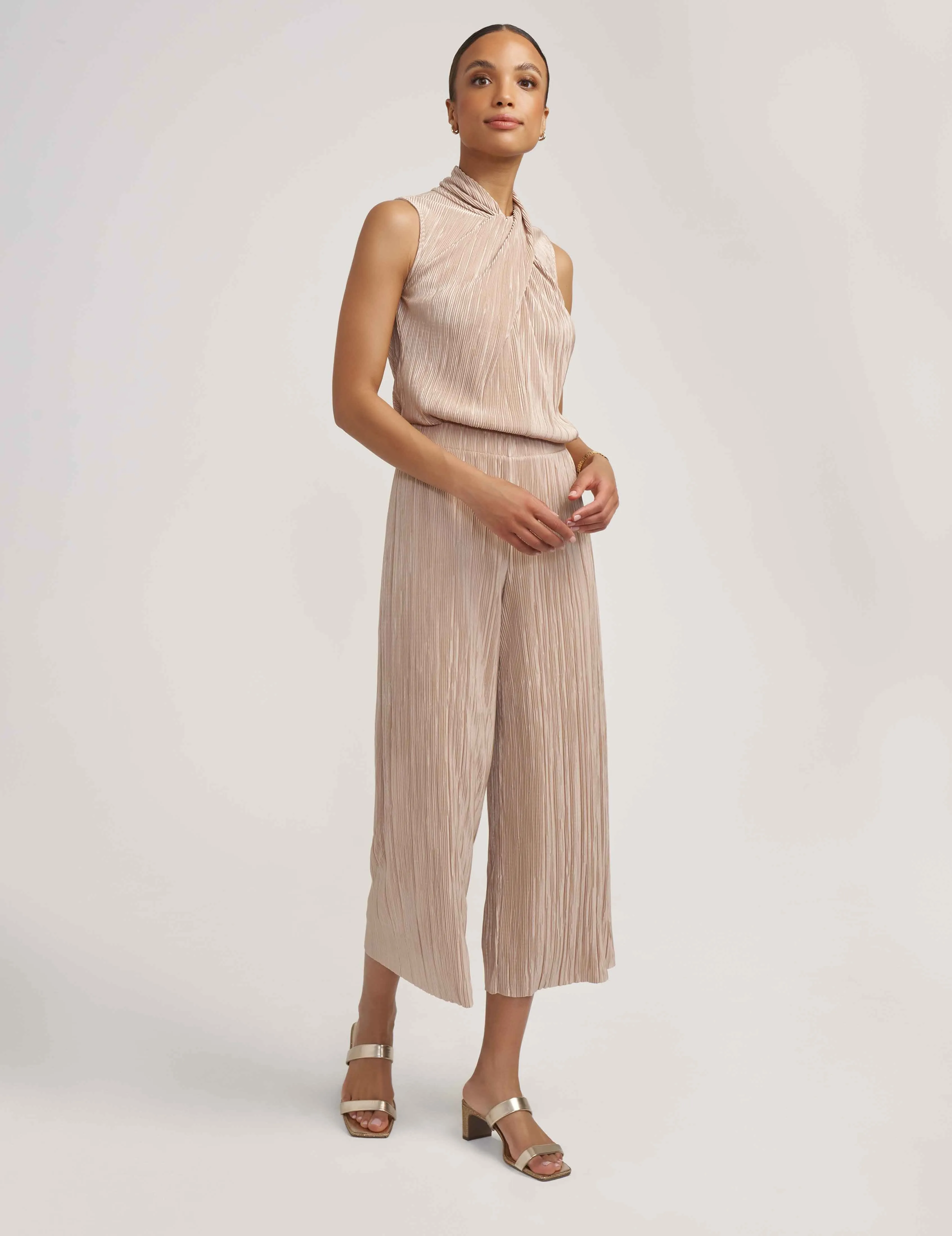 Charmeuse Sleeveless Twist Neck Top- Sale