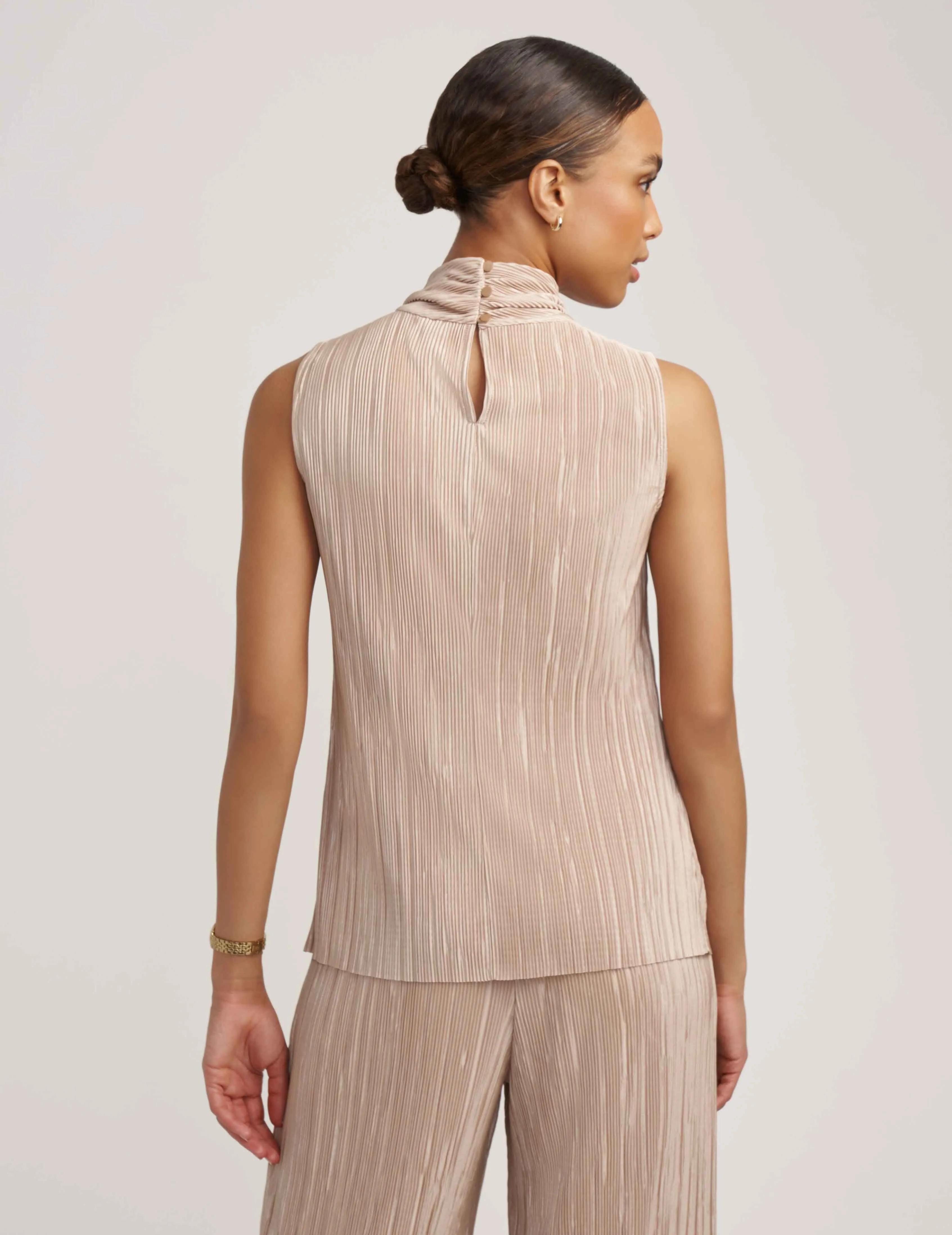 Charmeuse Sleeveless Twist Neck Top- Sale