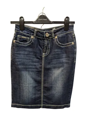 Dark Blue Mini Skirt White Lining Charreli
