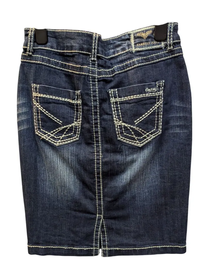 Dark Blue Mini Skirt White Lining Charreli