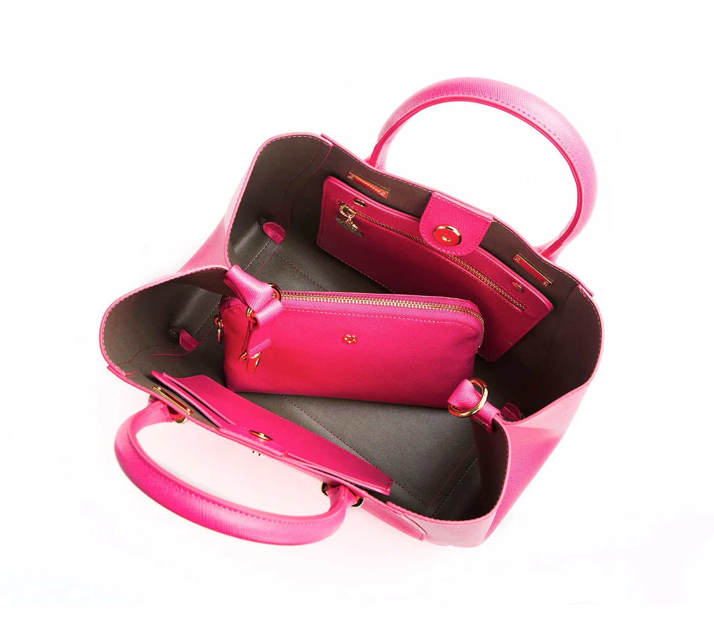 Gunas New York Jane Hot Pink Vegan Leather Satchel
