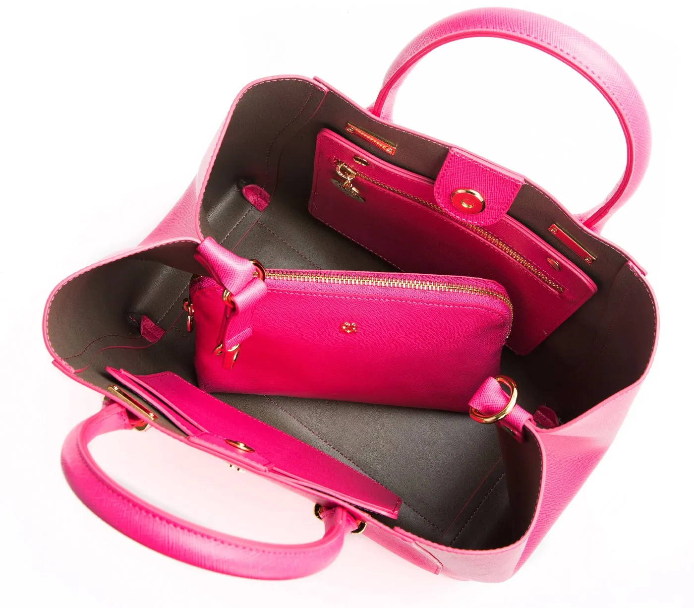 Gunas New York Jane Hot Pink Vegan Leather Satchel