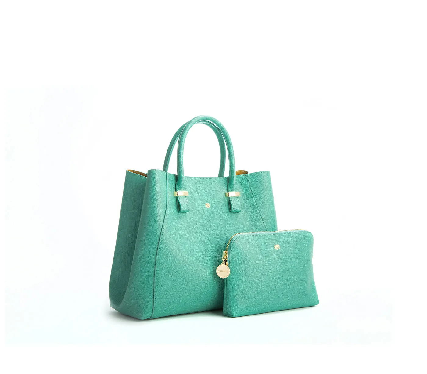 Gunas New York Tiffany Blue Vegan Leather Satchel Bag
