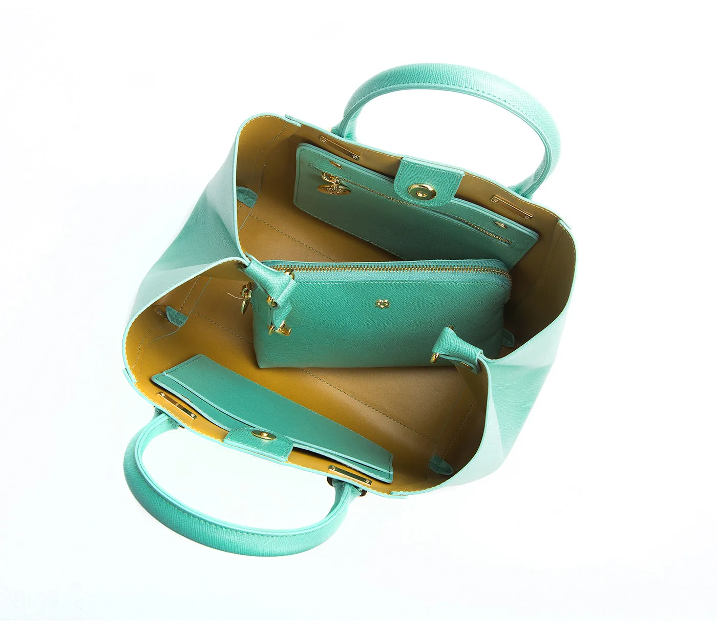 Gunas New York Tiffany Blue Vegan Leather Satchel Bag