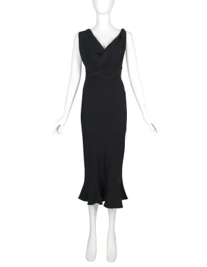 John Galliano Vintage SS 1999 Black Draping Twisted Strap Bias Crepe Dress