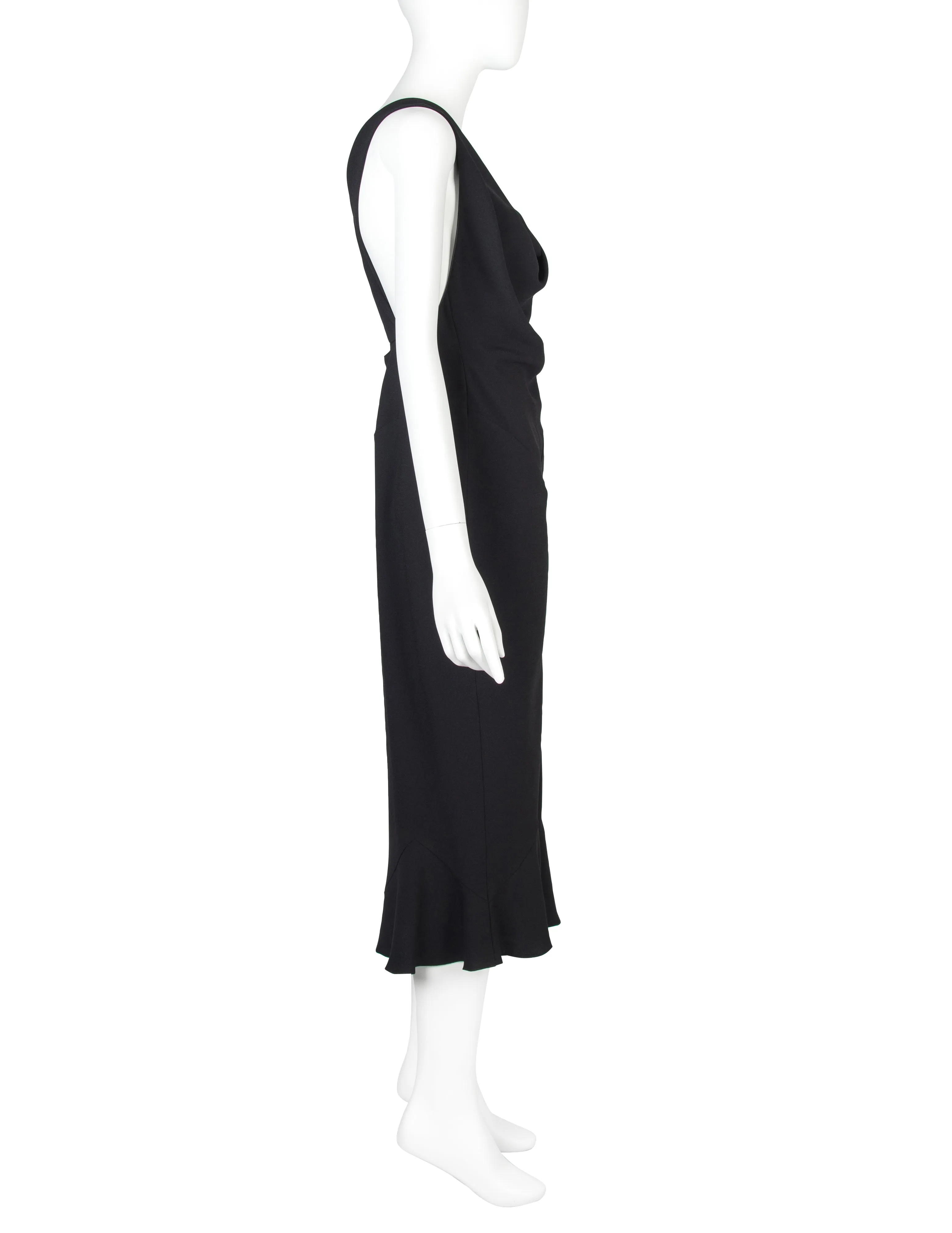 John Galliano Vintage SS 1999 Black Draping Twisted Strap Bias Crepe Dress