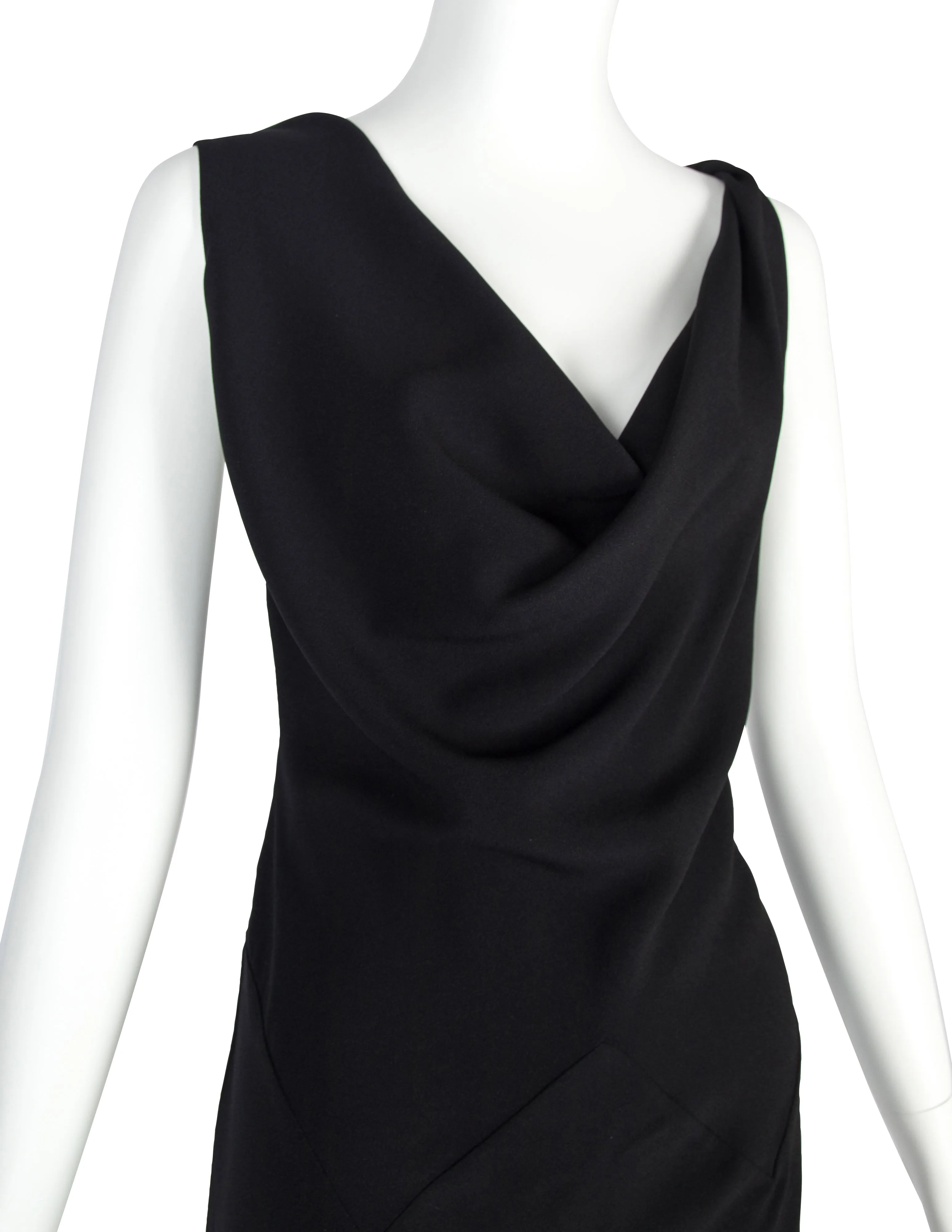 John Galliano Vintage SS 1999 Black Draping Twisted Strap Bias Crepe Dress