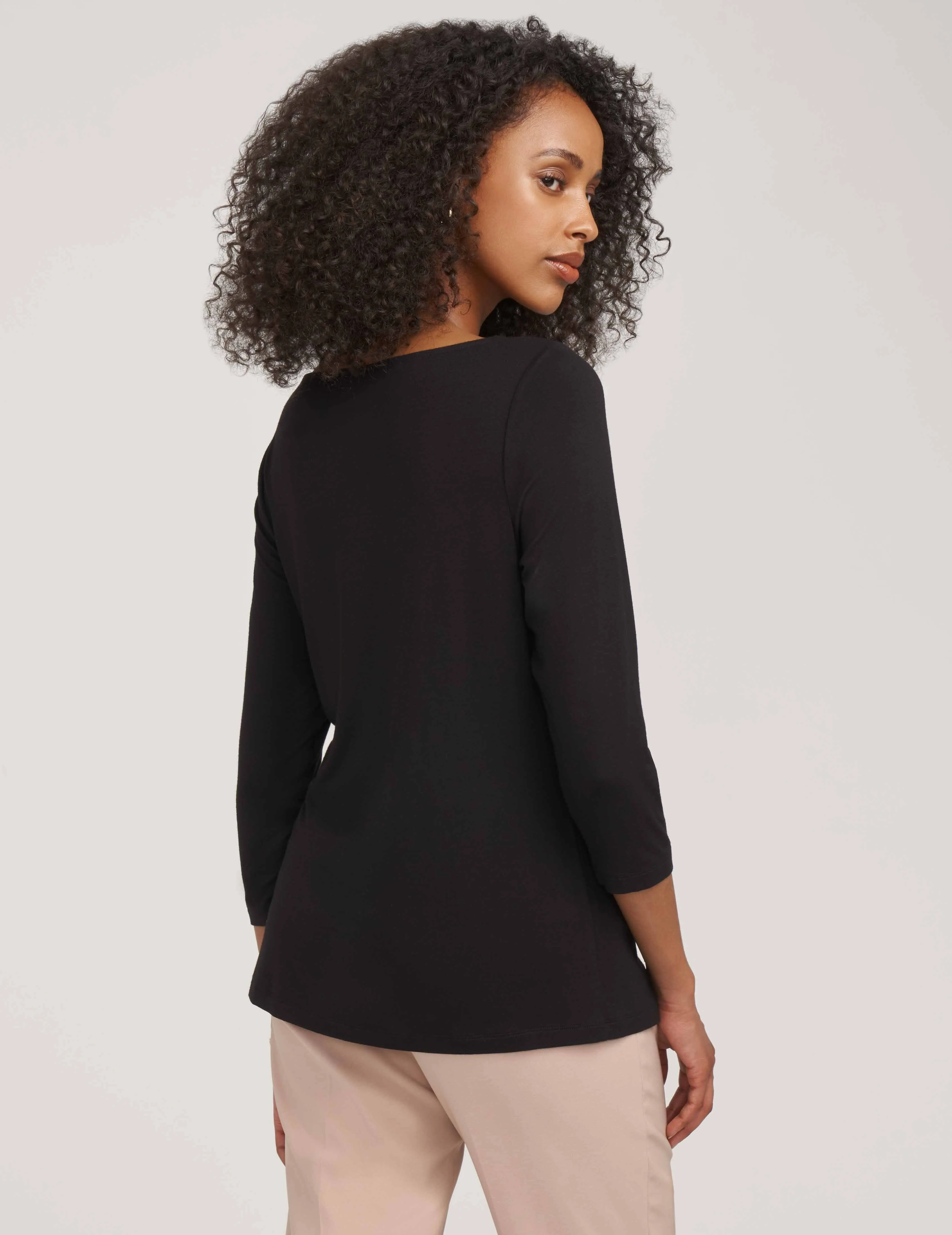 Long Sleeve Asymmetric Twist Neck Top- Sale